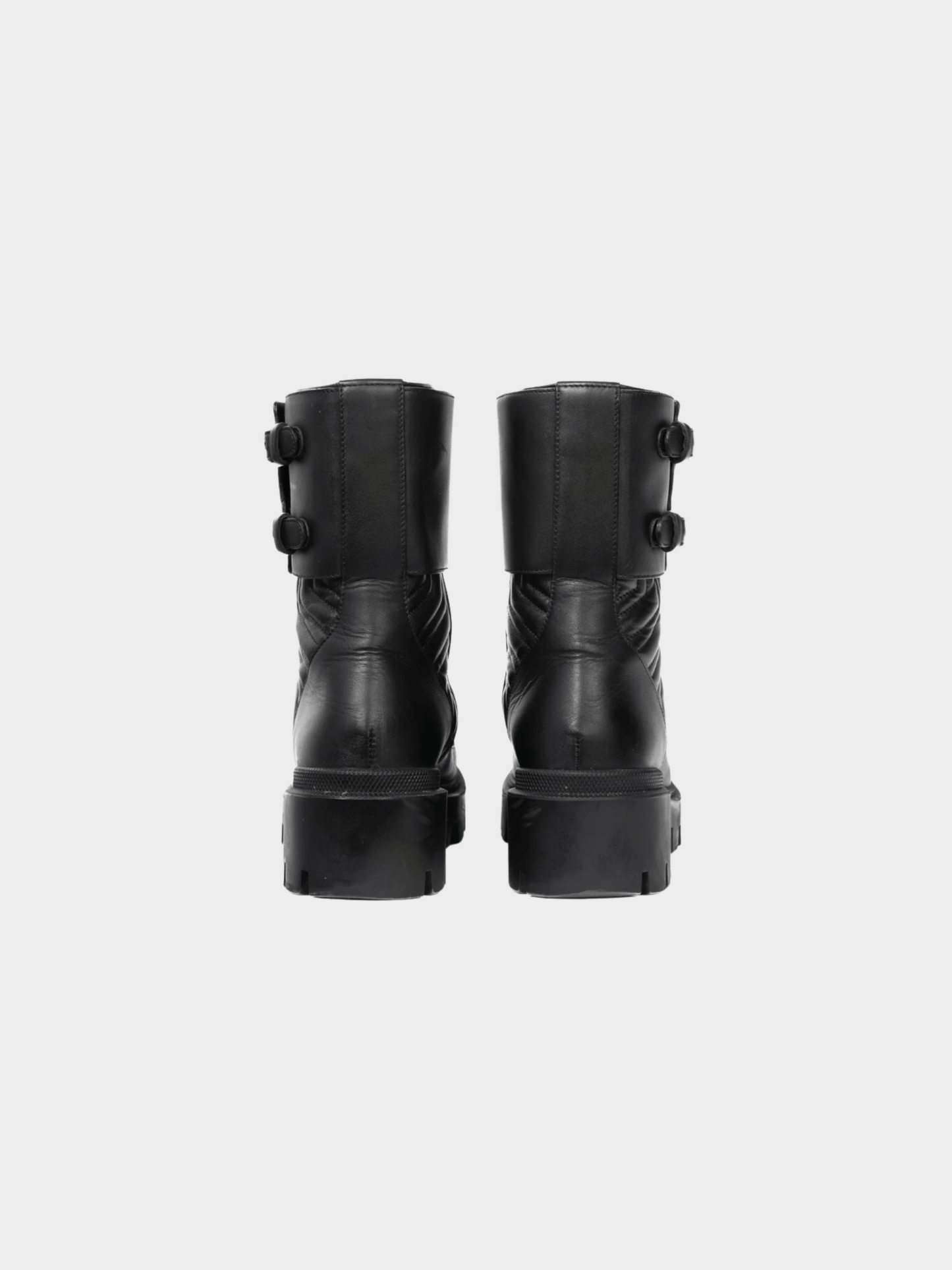 Gucci 2010s Frances Black GG Matelassé Platform Combat Boots