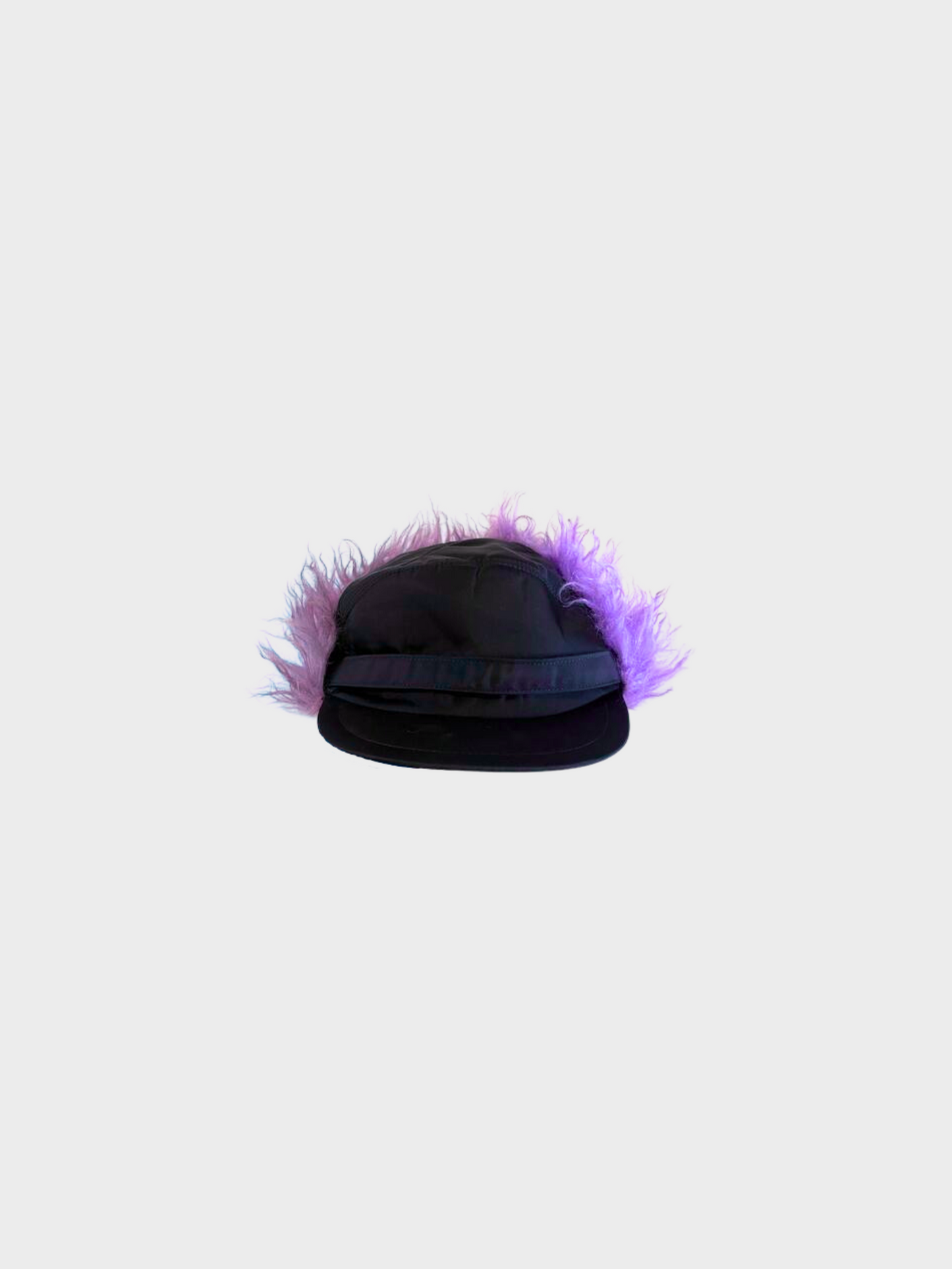 Prada FW 2019 Black Faux Fur Nylon Trapper Hat