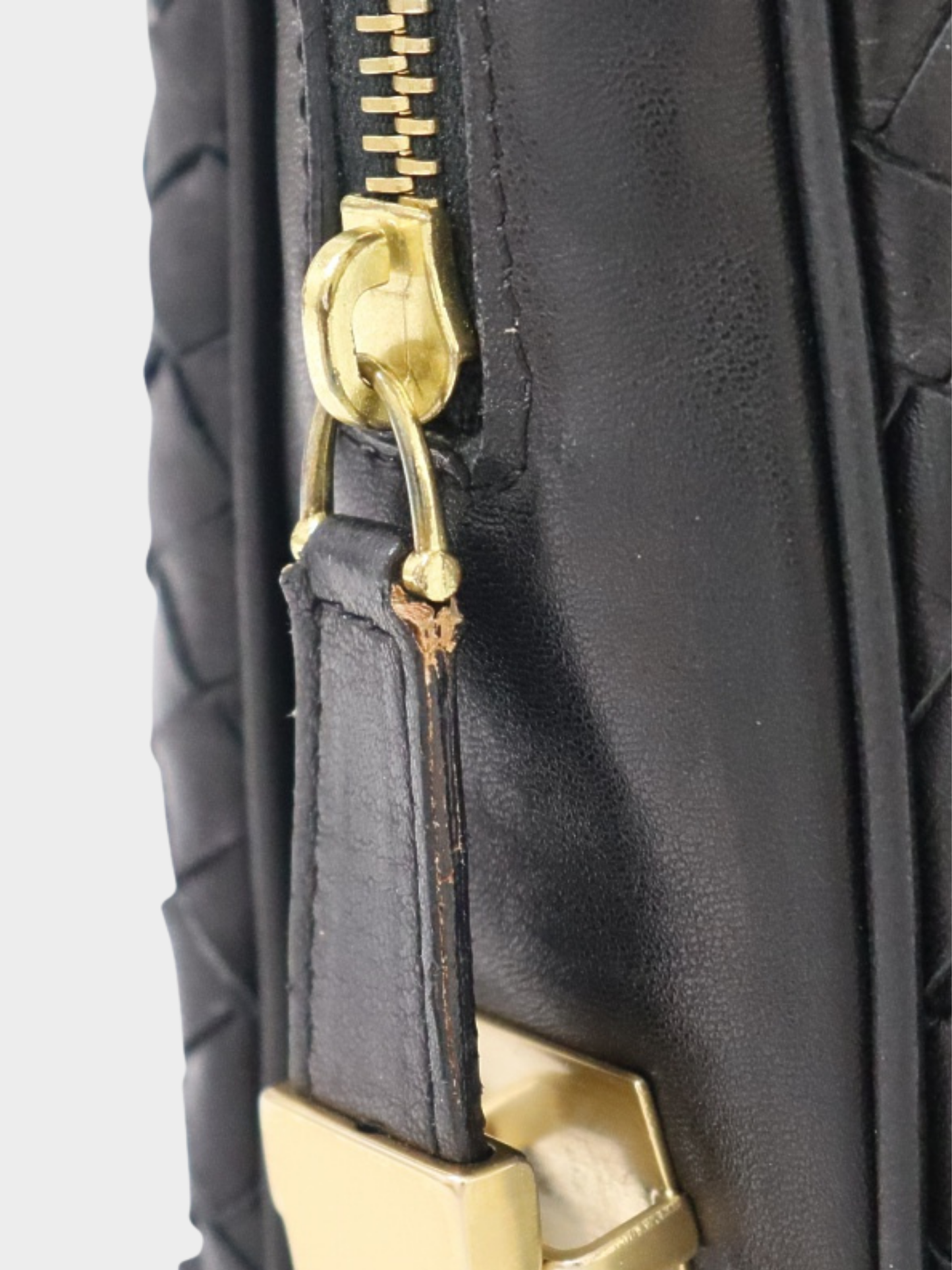 Bottega Veneta 2000s Black Intrecciato Leather Handbag