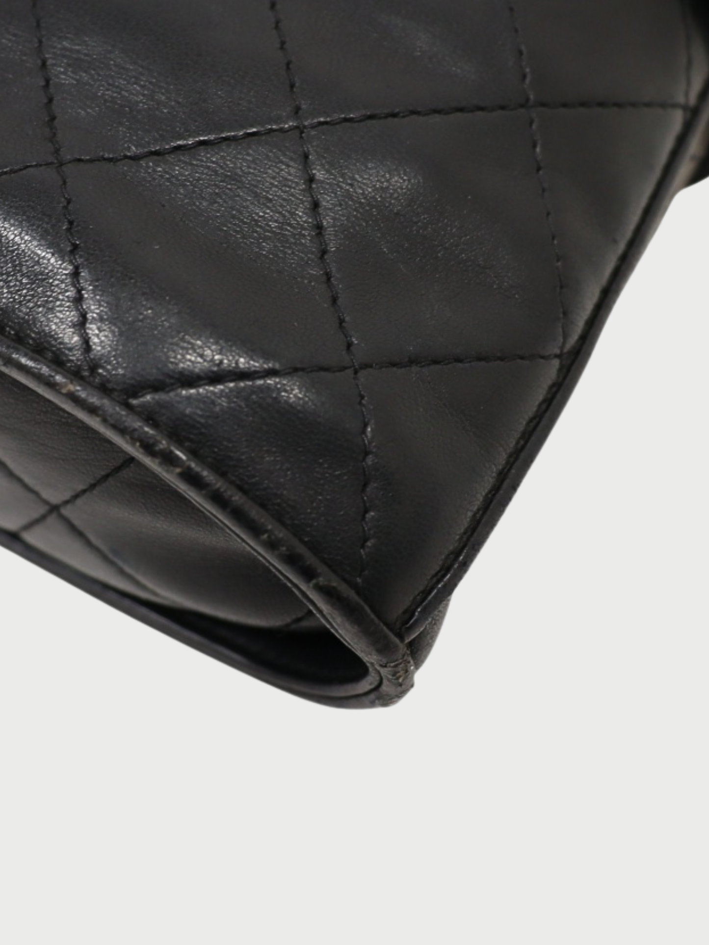 Chanel 1990s Black Lambskin Matelassé Tassel Chain Shoulder Bag