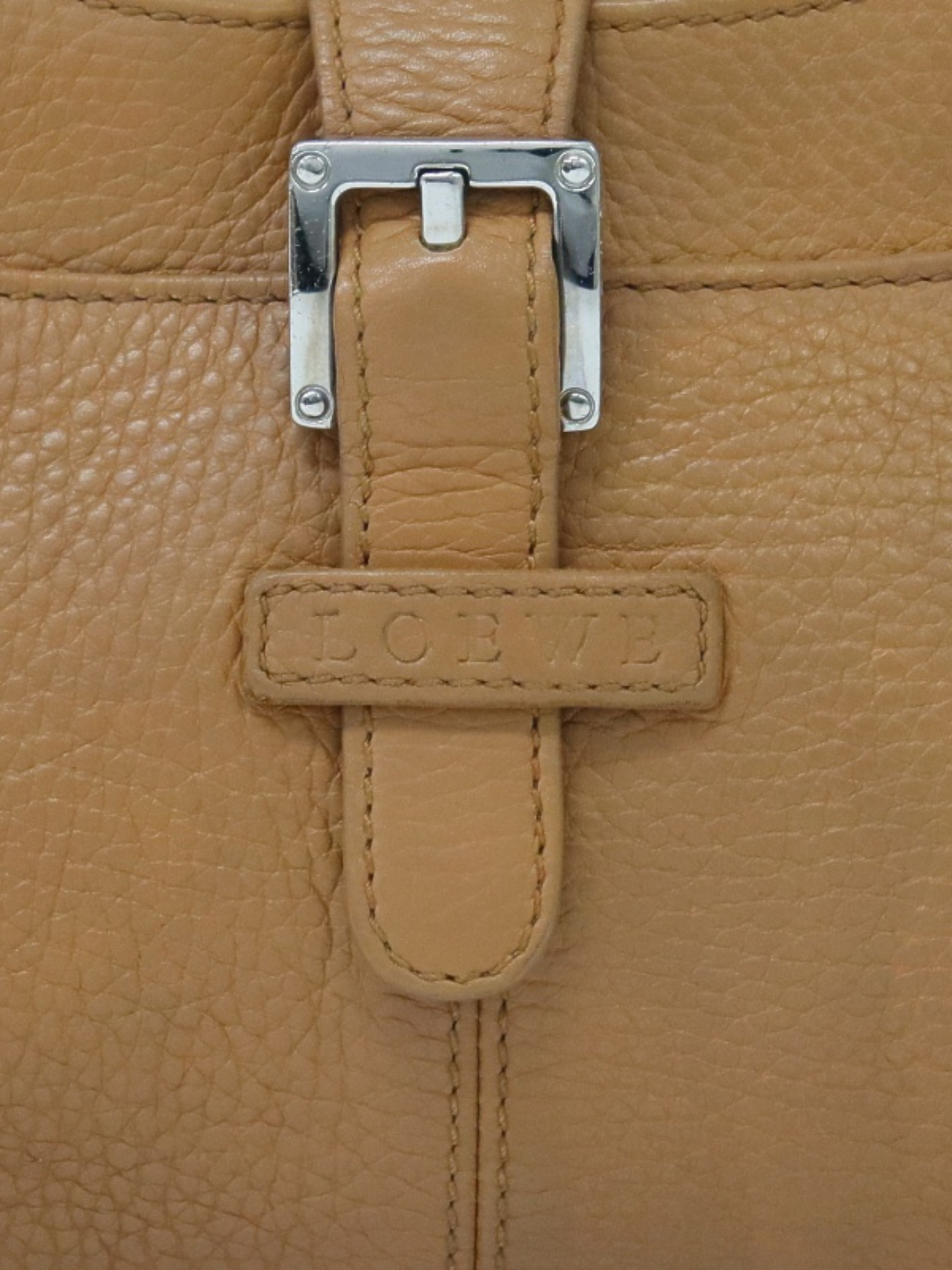 Loewe 2000s Beige Leather Logo One-Shoulder Bag