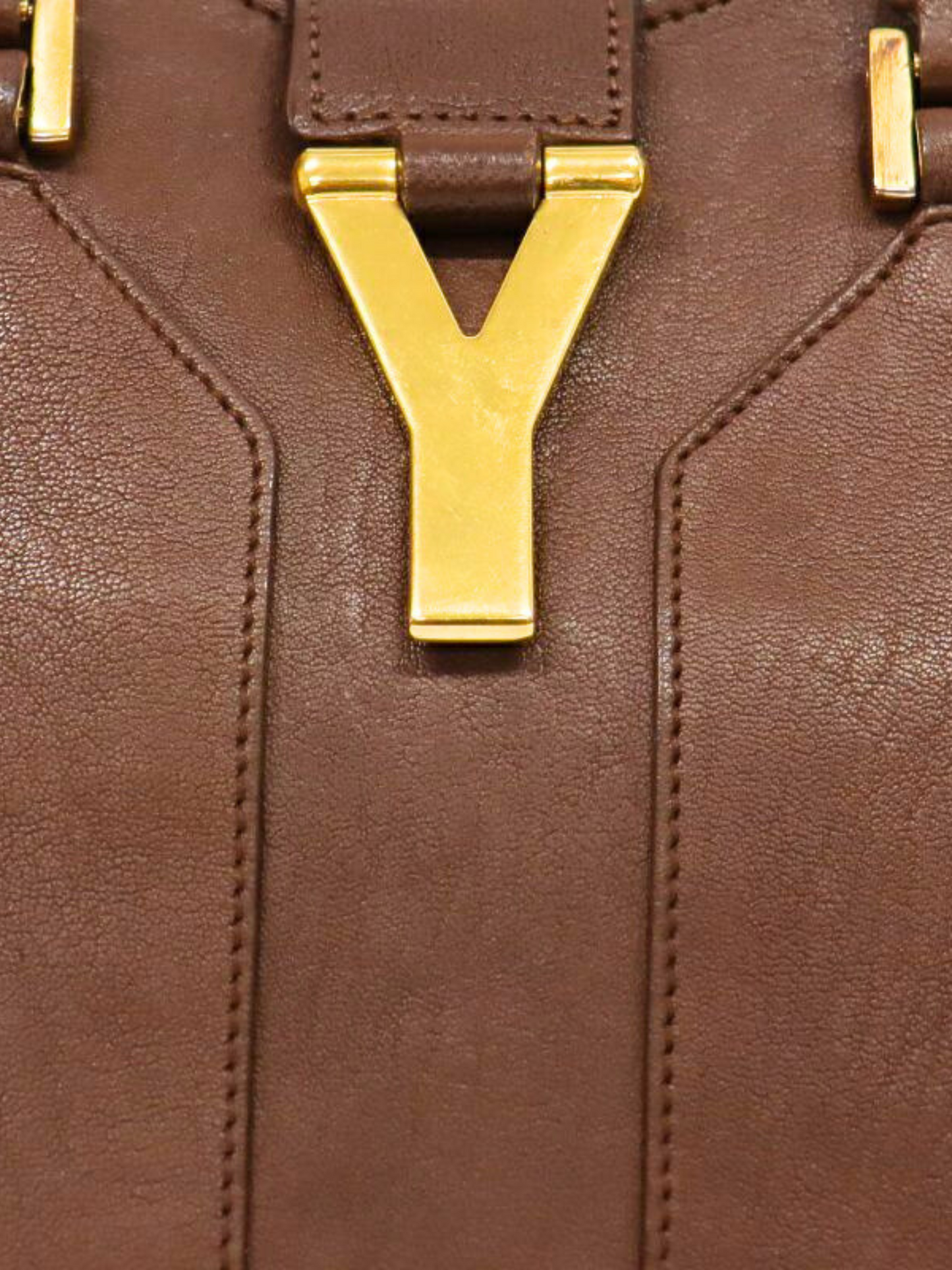 Yves Saint Laurent 2010s Brown Leather Y-Line Cabas Chic Bag