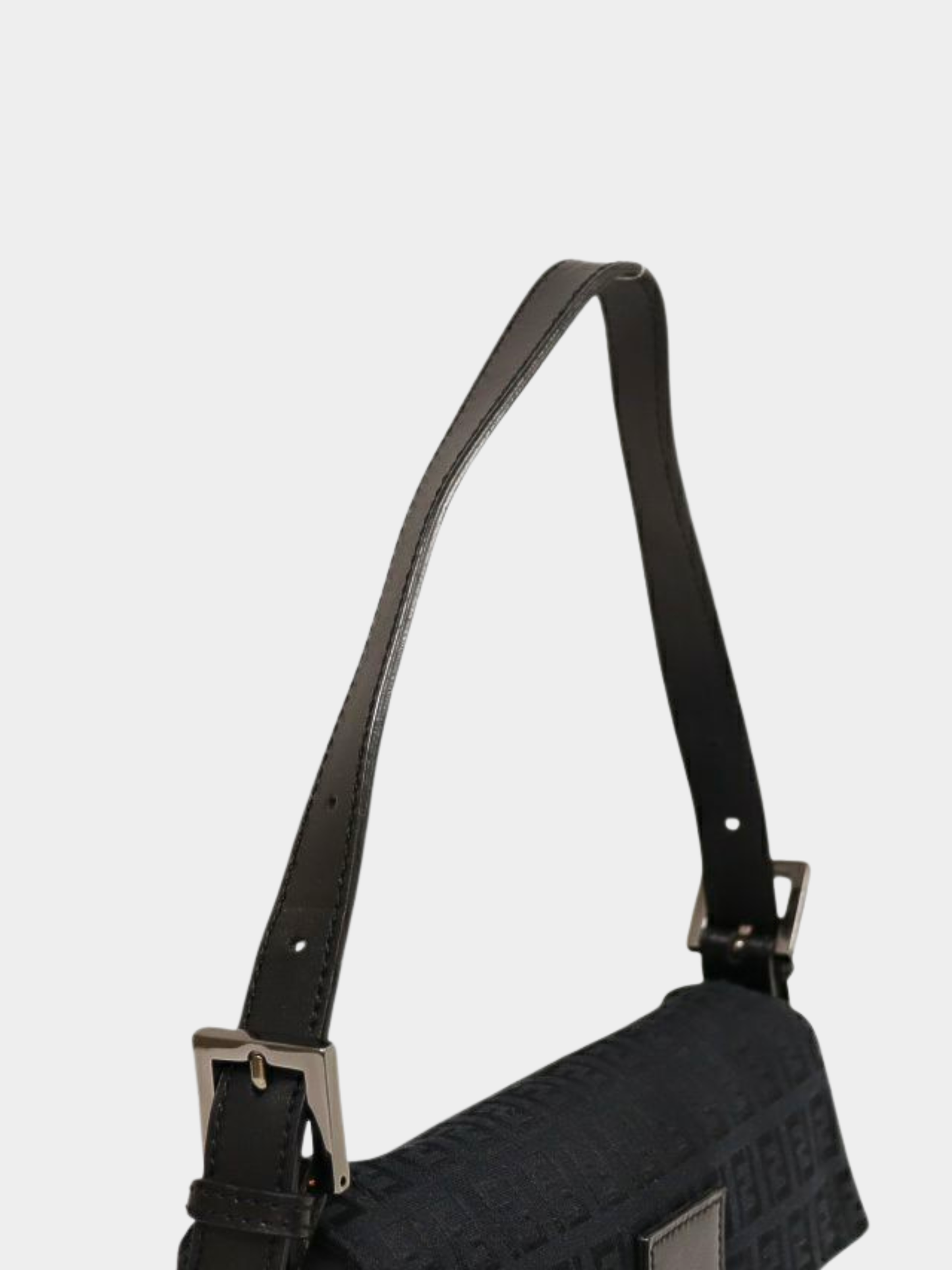 Fendi 2000s Black Canvas and Leather Zucca Mamma Baguette Bag