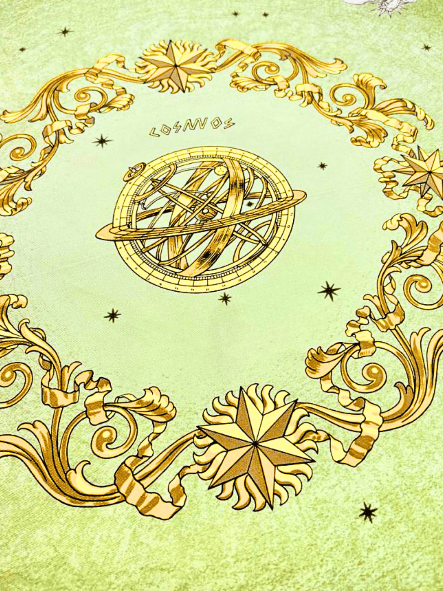 Hermes 2000s Green Cosmos Silk Carré 90 Scarf