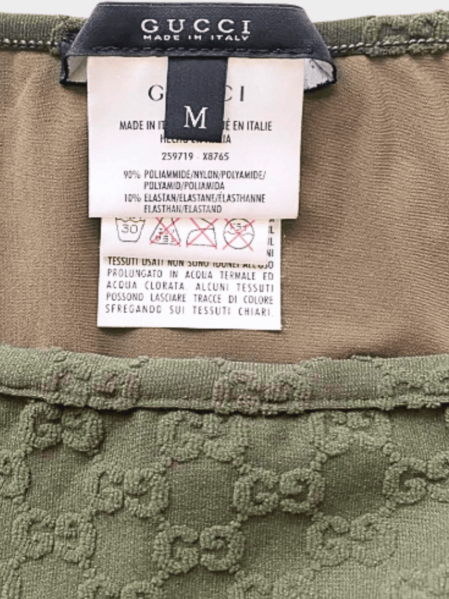 Gucci 2000s Olive Green GG Logo Bikini