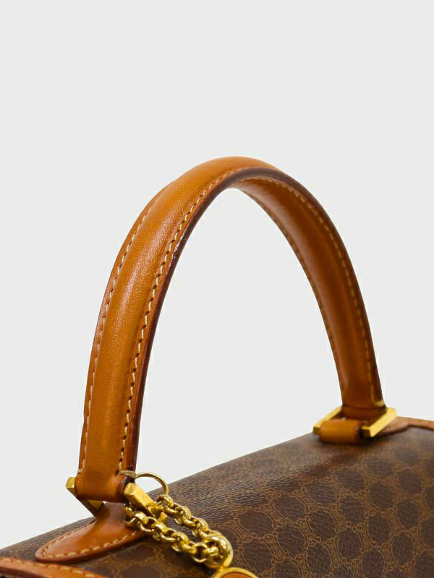 Celine 2000s Brown Macadam Turn Lock Handbag