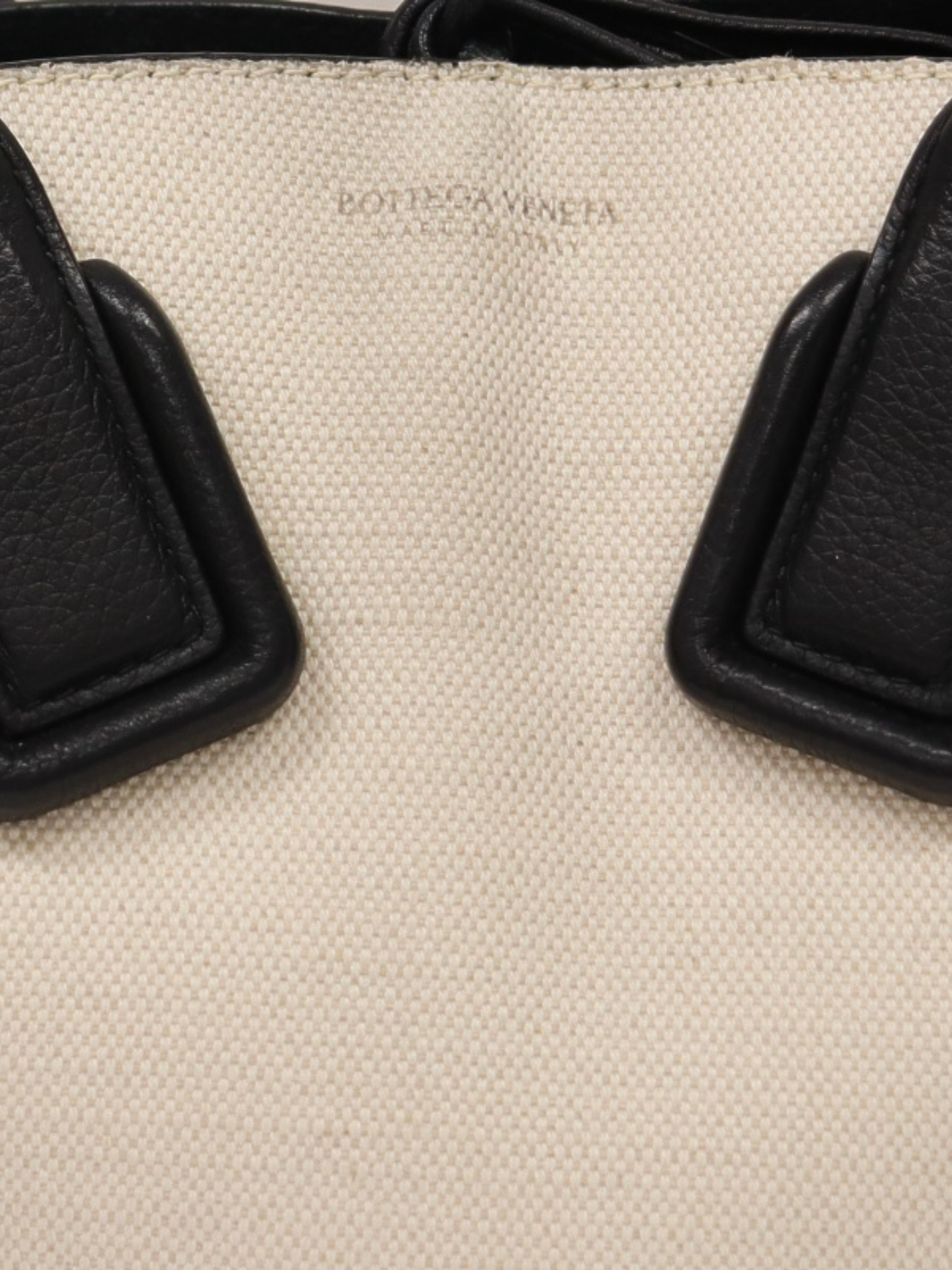 Bottega Veneta SS 2019 Ivory Black Canvas Leather Small Basket Bag