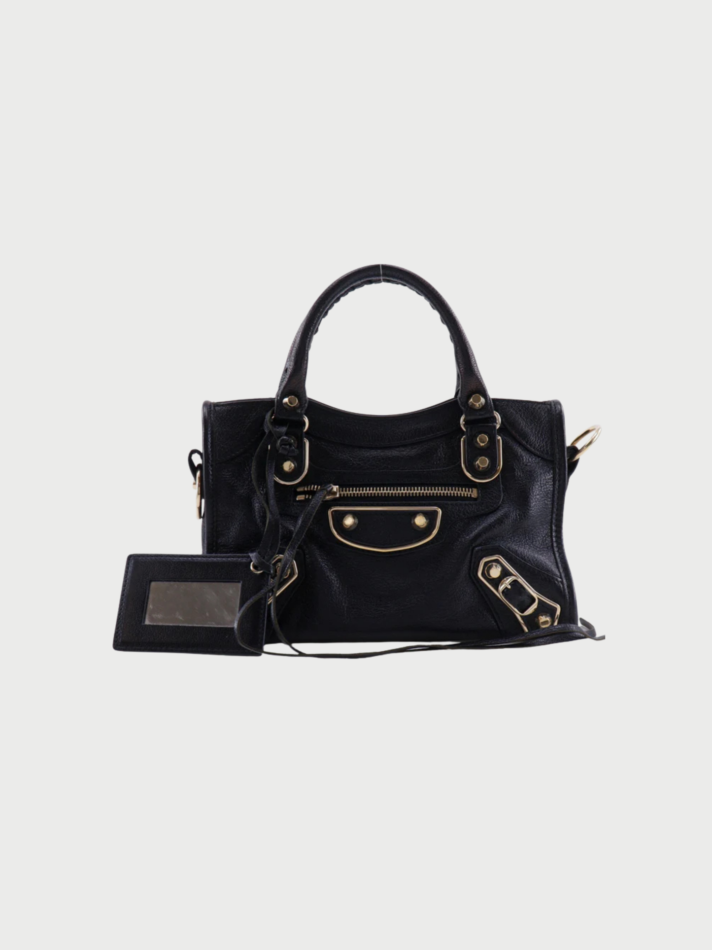 Balenciaga 2010s Black Leather Giant Mini City Handbag