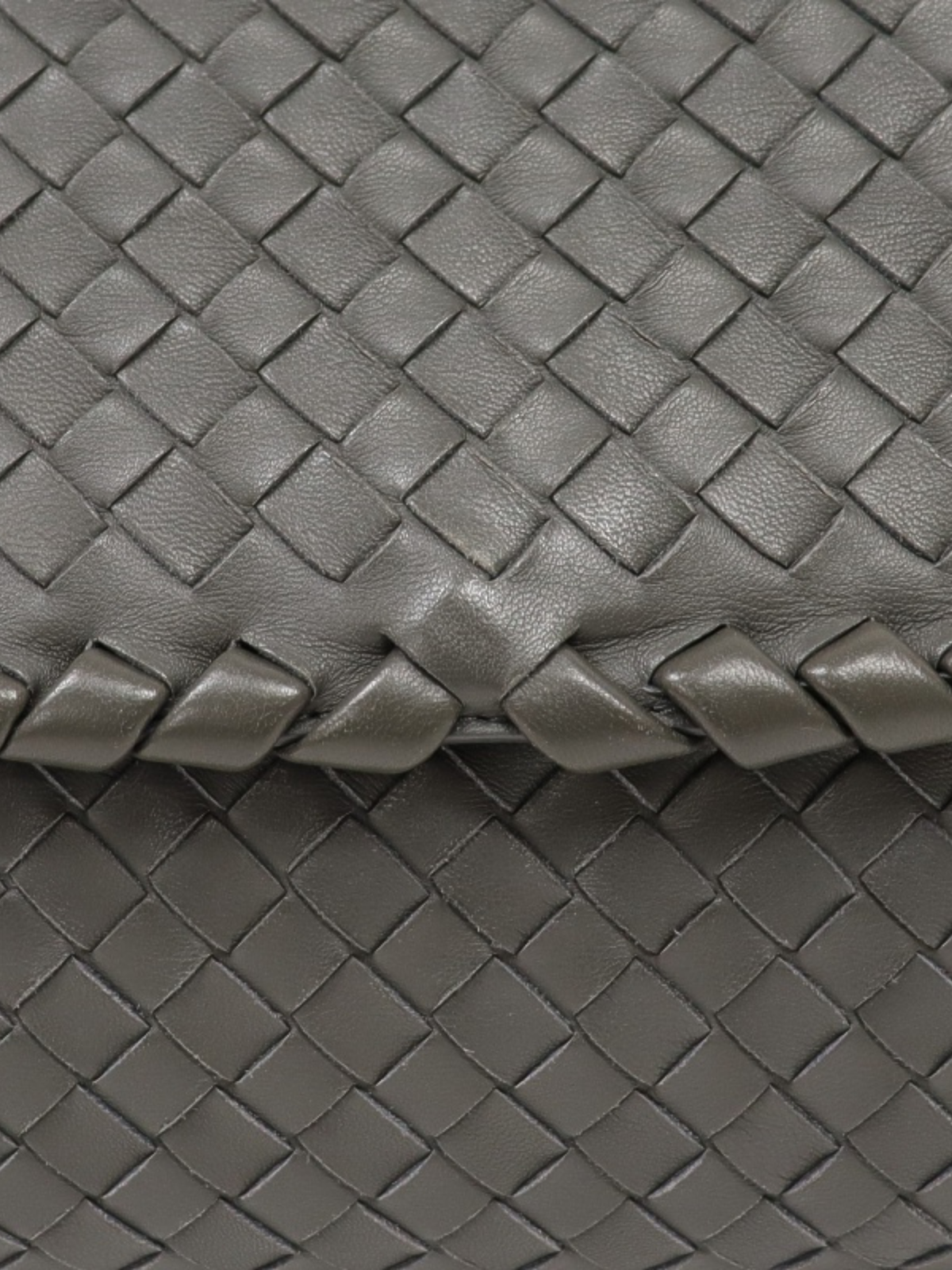 Bottega Veneta 2010s Grey Leather Intrecciato Chain Shoulder Bag