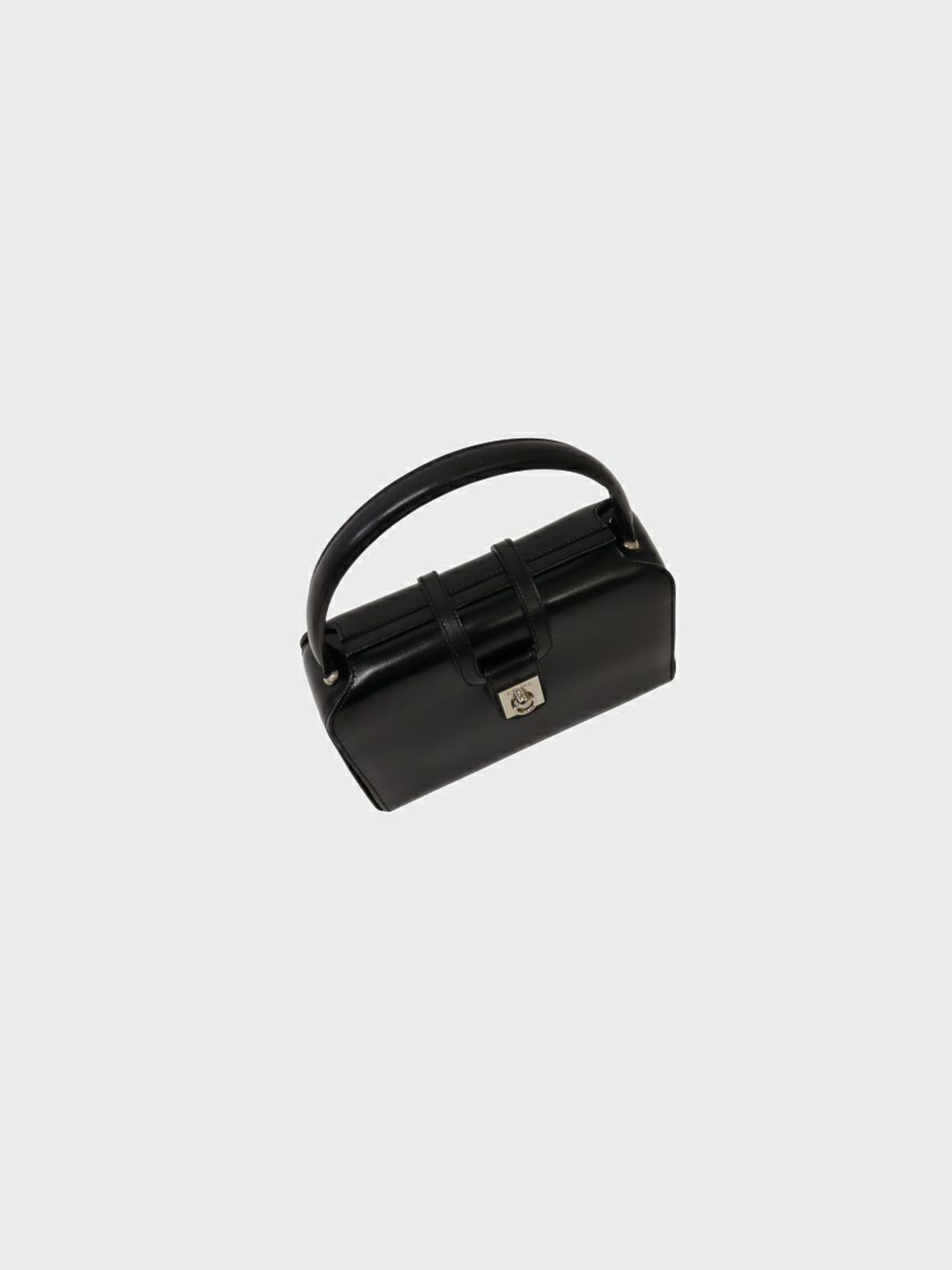 Celine 2000s Black Leather Gancini Hardware Handbag