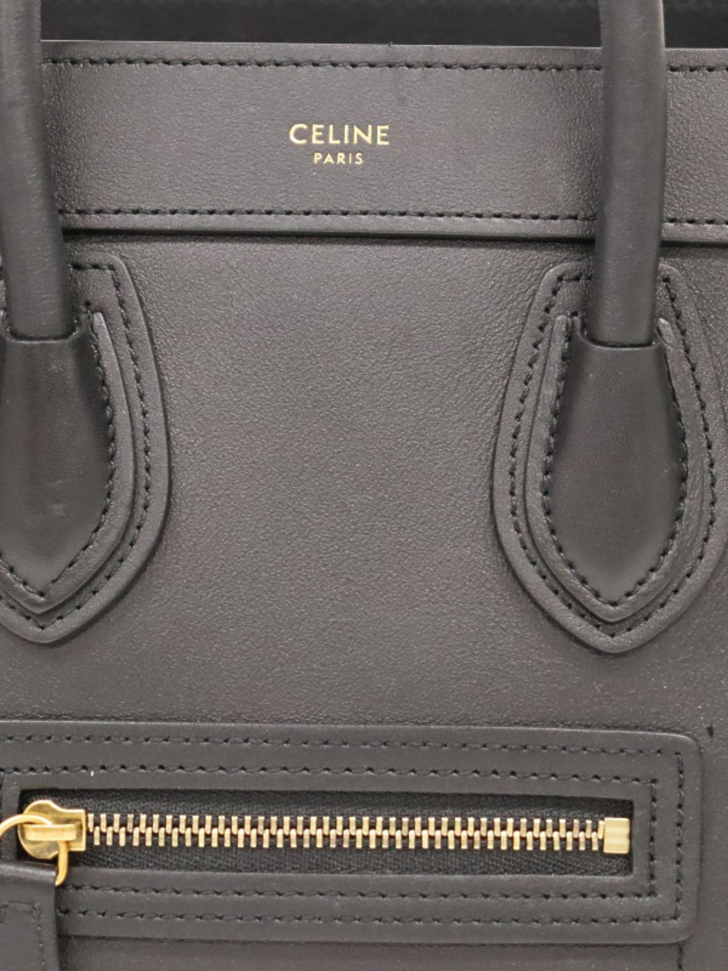 Celine 2010s Black Leather Luggage Nano Bag