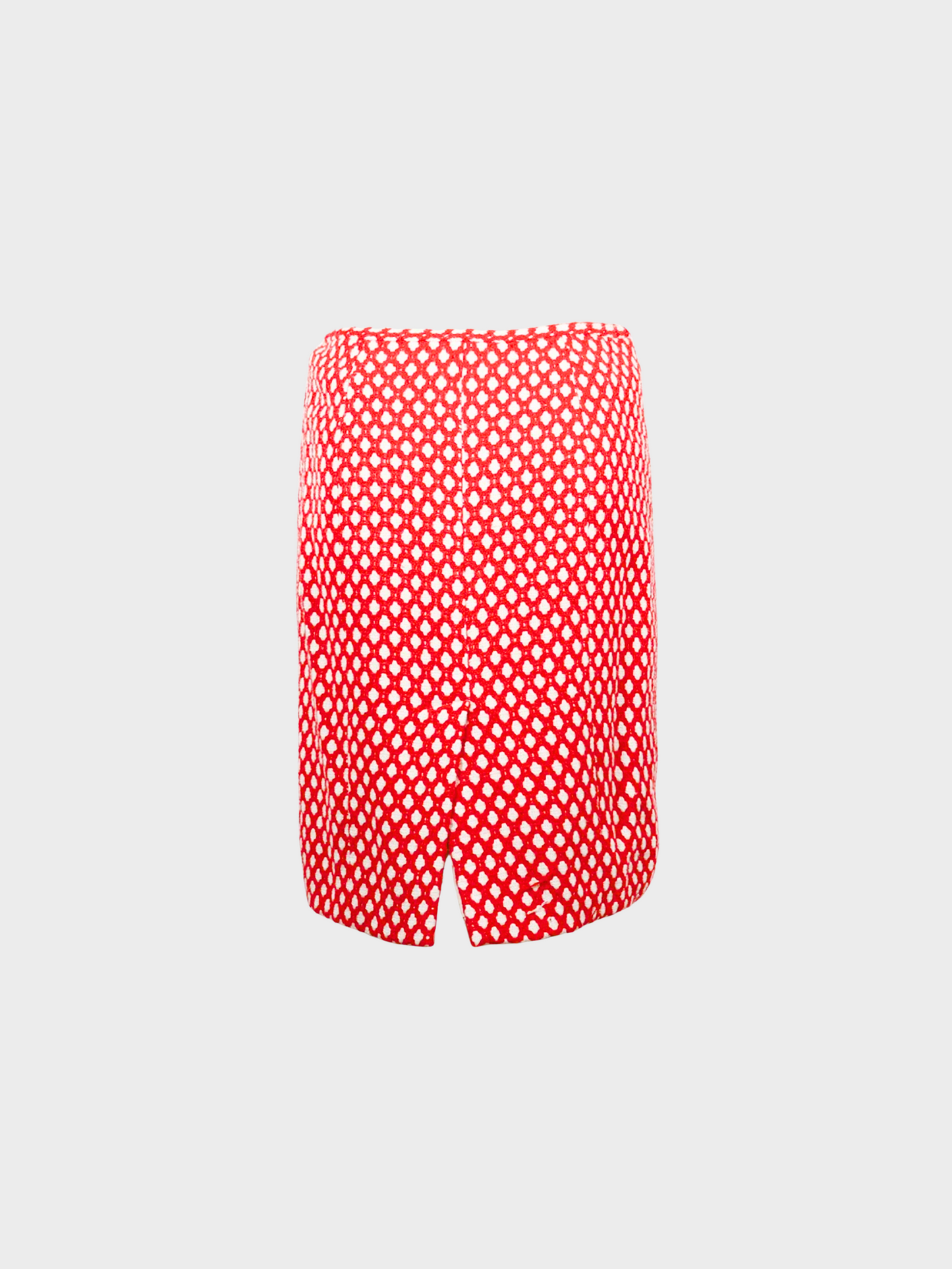 Chanel Cruise 2008 Red Coco Mark Button Midi Skirt With Mini Bag Charm