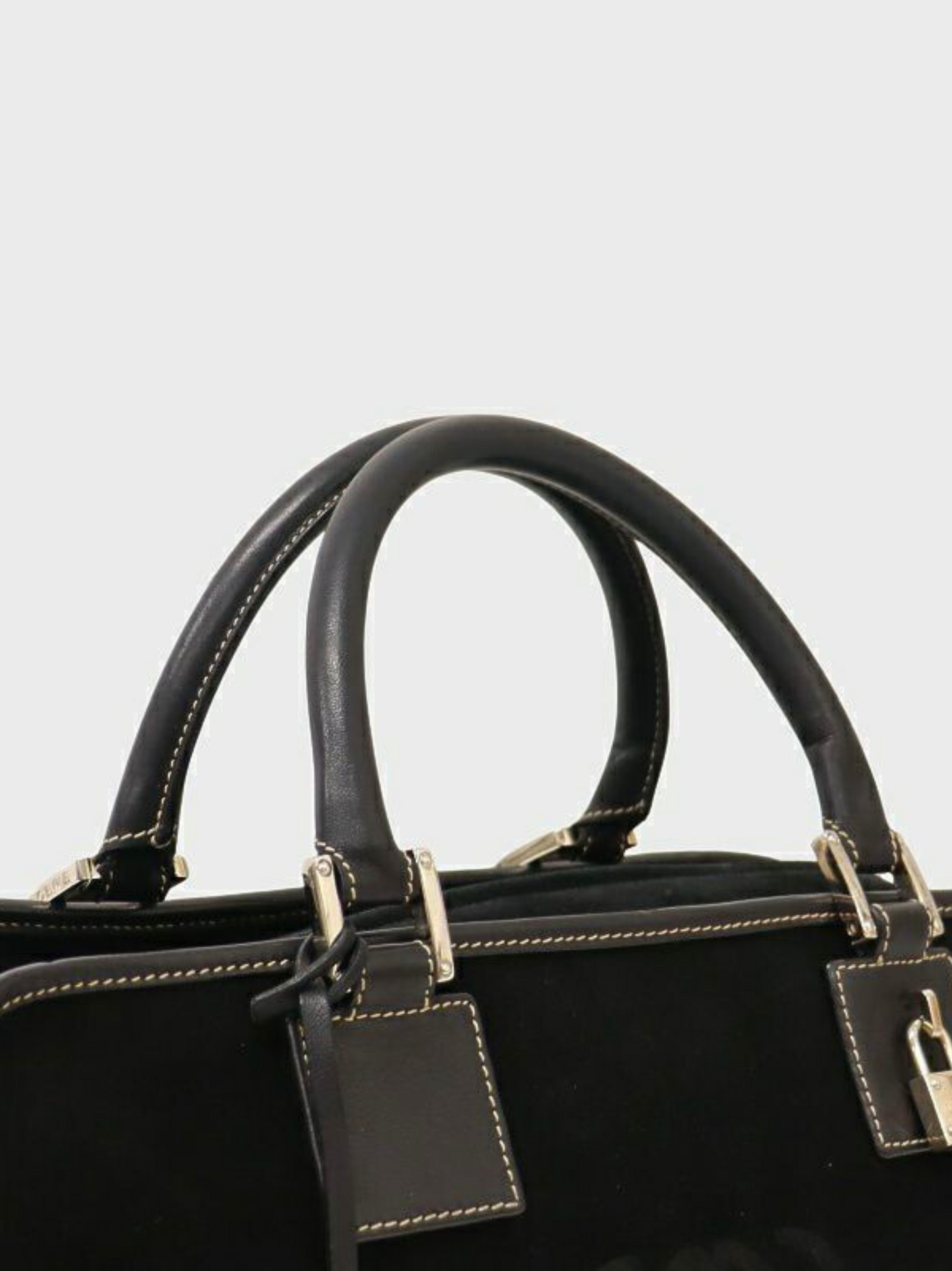 Loewe 2000s Black Suede and Leather Amazona 36 Bag