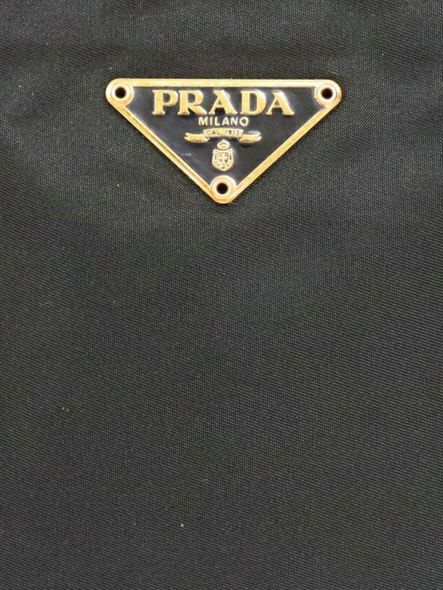 Prada 2000s Black Nylon Leather Triangle Logo Handbag