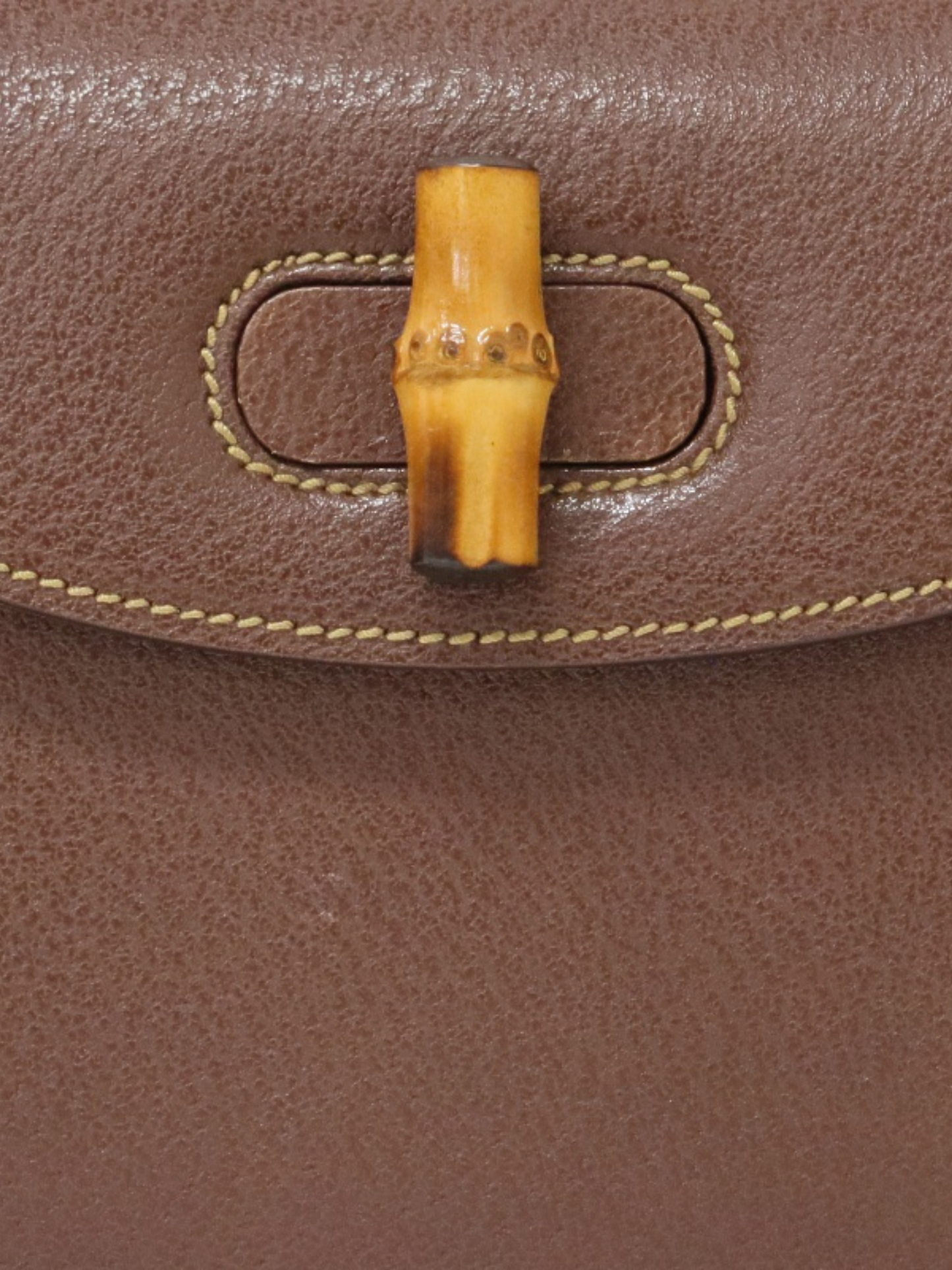 Gucci 2000s Brown Leather Bamboo Turn Lock Handbag