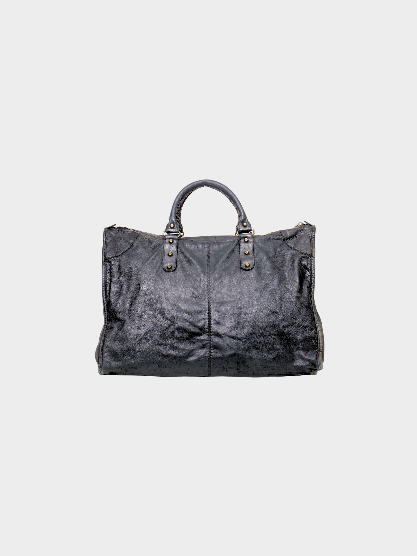 Balenciaga 2000 Black Leather Classic Weekender Bag