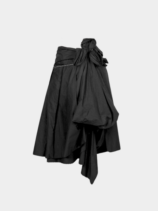 Comme Des Garcons 2010s Black Cotton Rosette Midi Skirt