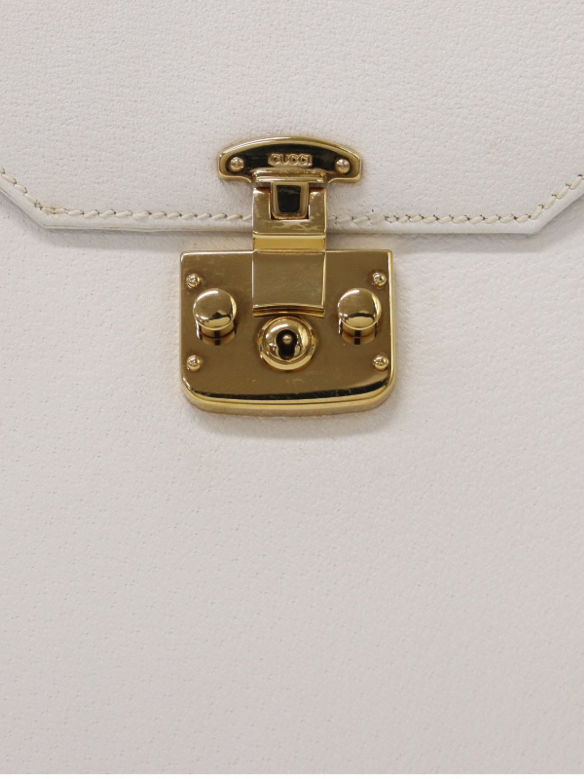 Gucci 2000s White Leather Lady Lock Handbag