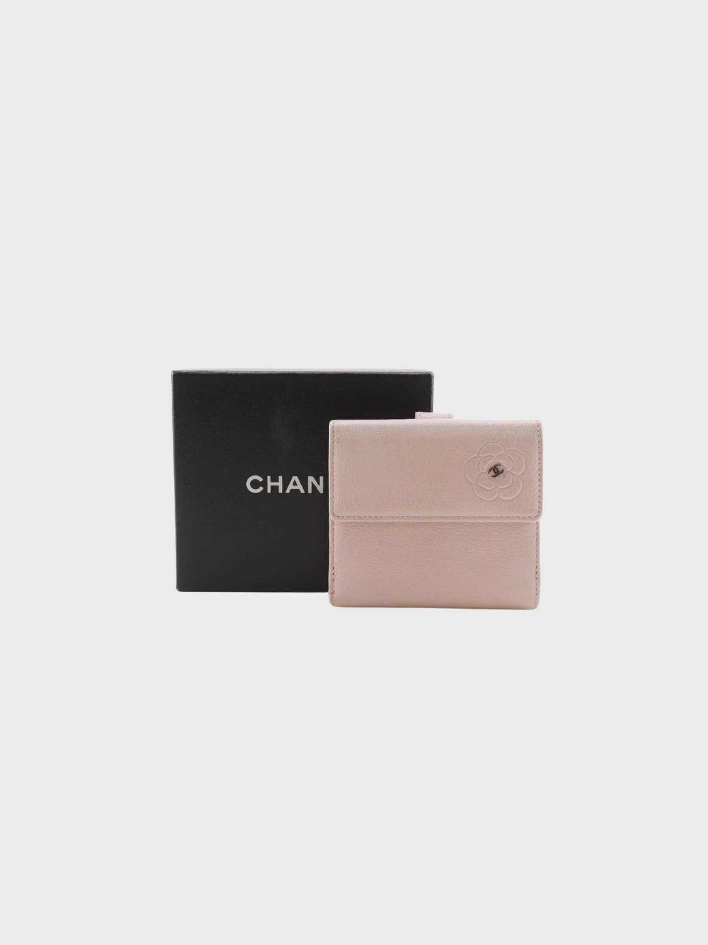 Chanel 2000s Pink Leather Camellia Bi-Fold Wallet