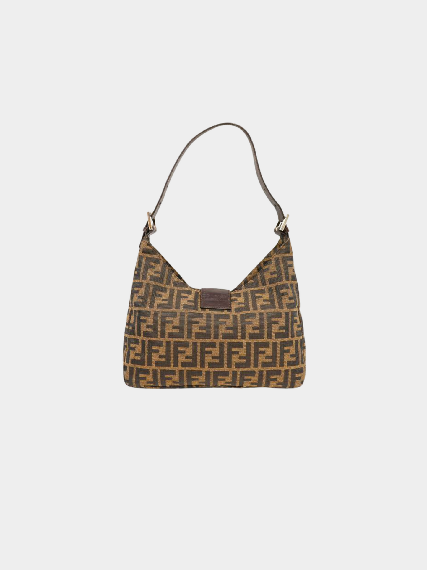Fendi 2010s Brown Monogram Zucca Hobo Shoulder Bag
