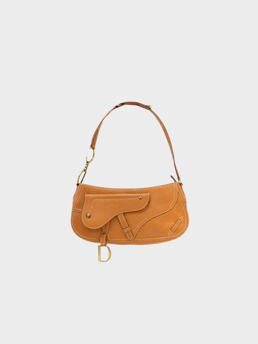 Christian Dior 2002 Brown Double Baudrier Saddle Bag
