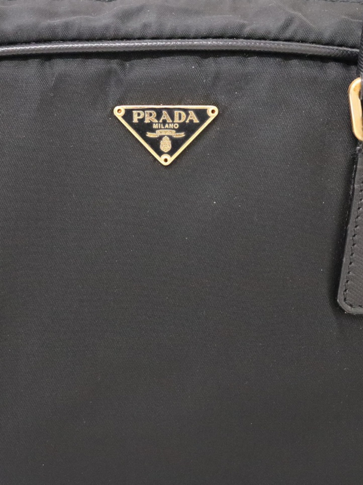 Prada 2000s Black Nylon Leather Triangle Logo Handbag
