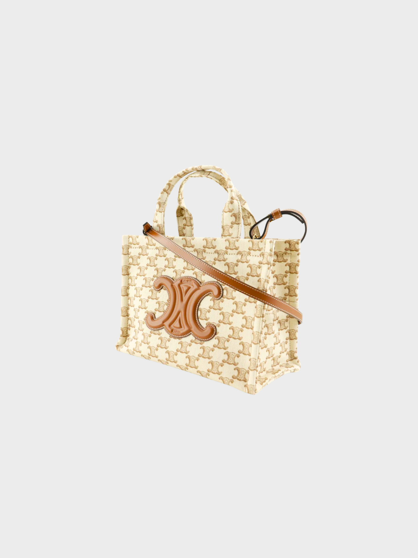 Celine 2010s Beige Monogram Triomphe Hippo Thais Tote Bag