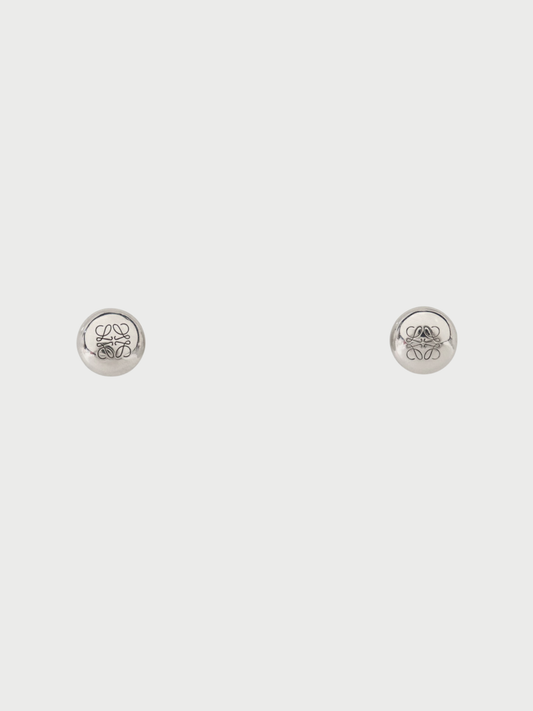 Loewe 2000s Silver 925 Round Anagram Earrings