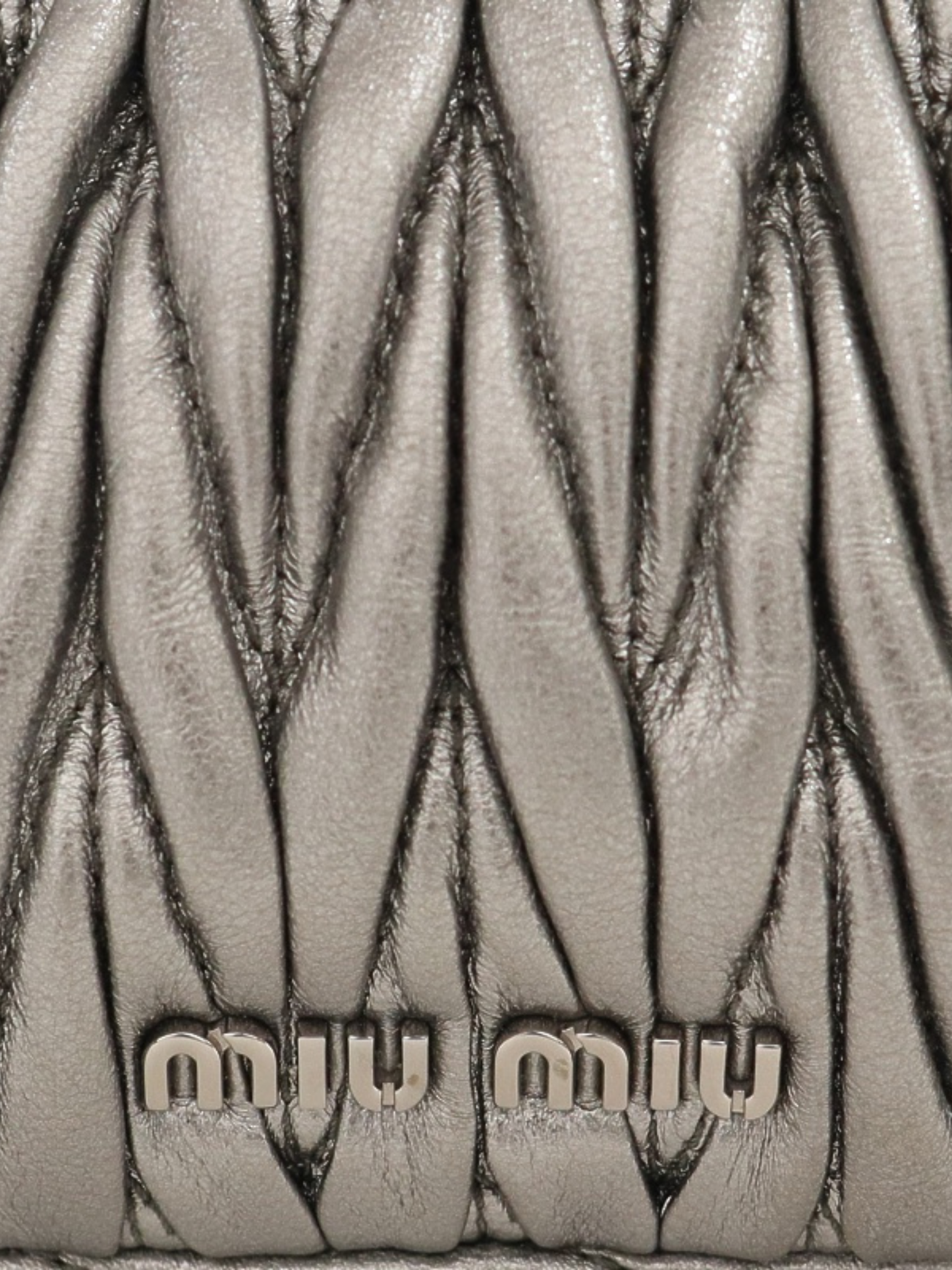 Miu Miu 2000s Silver Matelassé Leather Clasp Chain Shoulder Bag