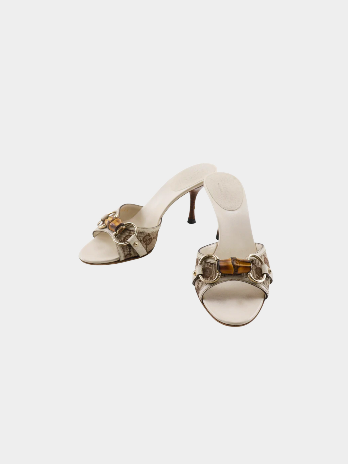 Gucci 2000s White Guccissima Leather Bamboo Horsebit Heels