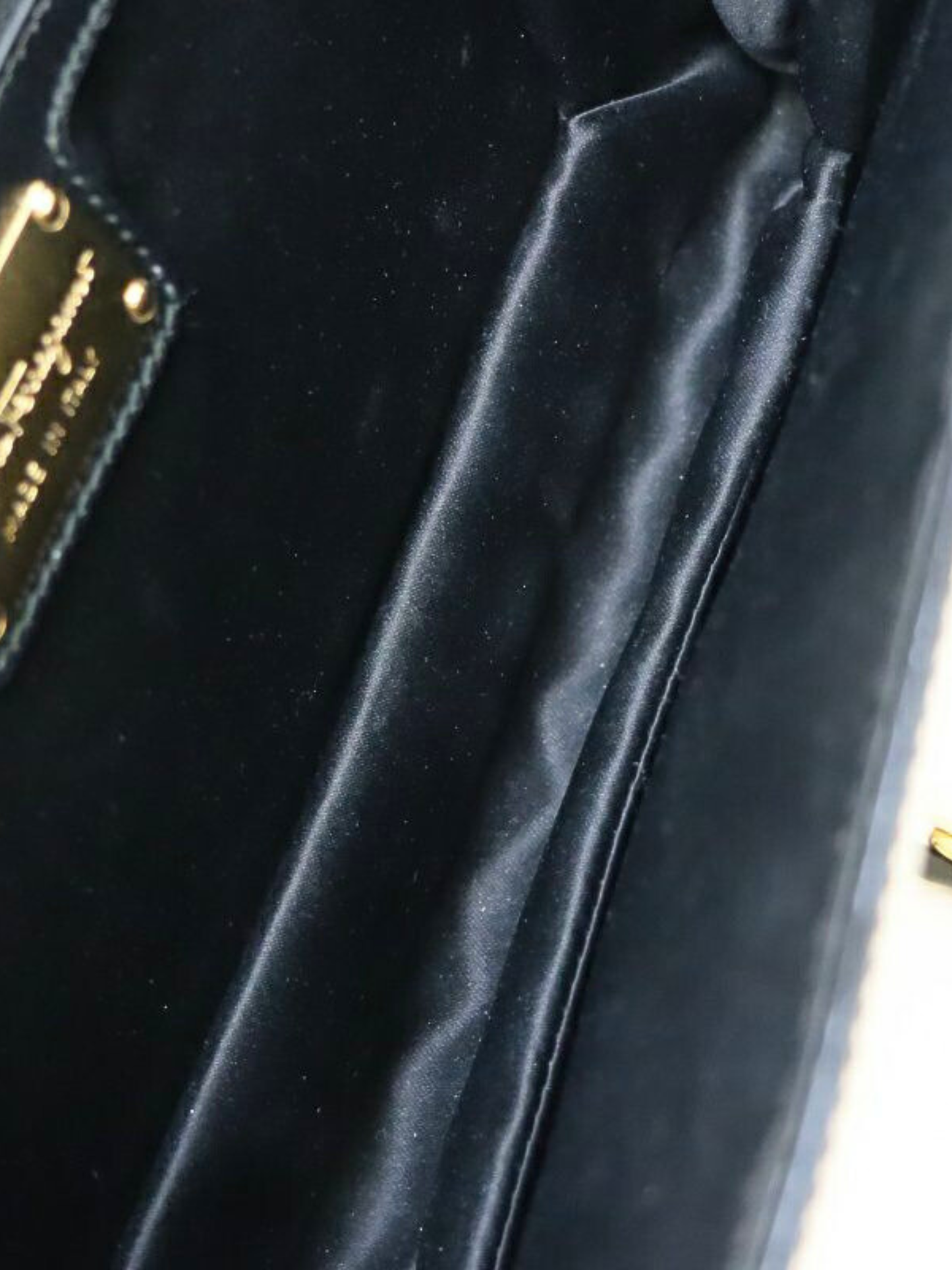 Salvatore Ferragamo 2000s Black White Vara Hardware Leather Chain Shoulder Bag