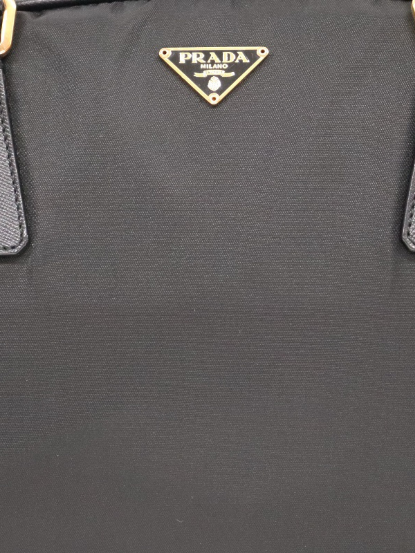 Prada 2000s Black Nylon Leather Triangle Logo Handbag