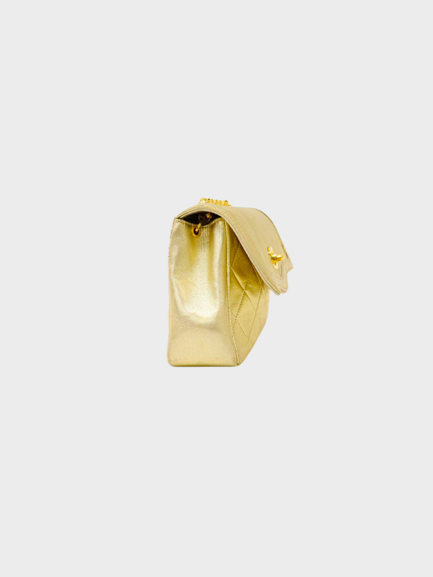 Chanel 1990 Gold Mini Matelasse Shoulder Bag