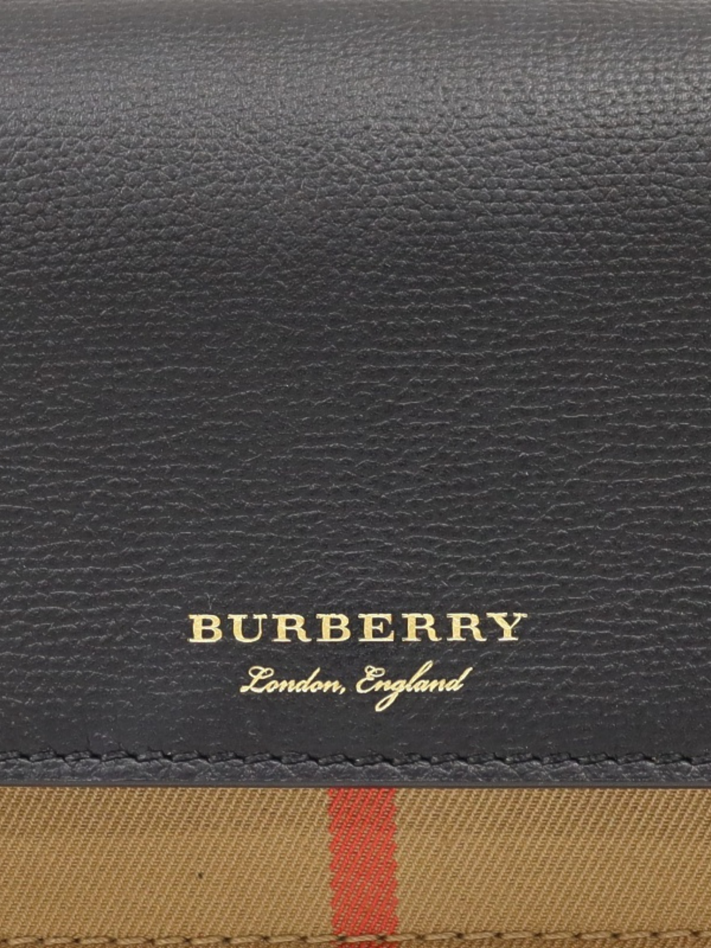 Burberry 2010s Beige Black Check Canvas Leather Chain Wallet