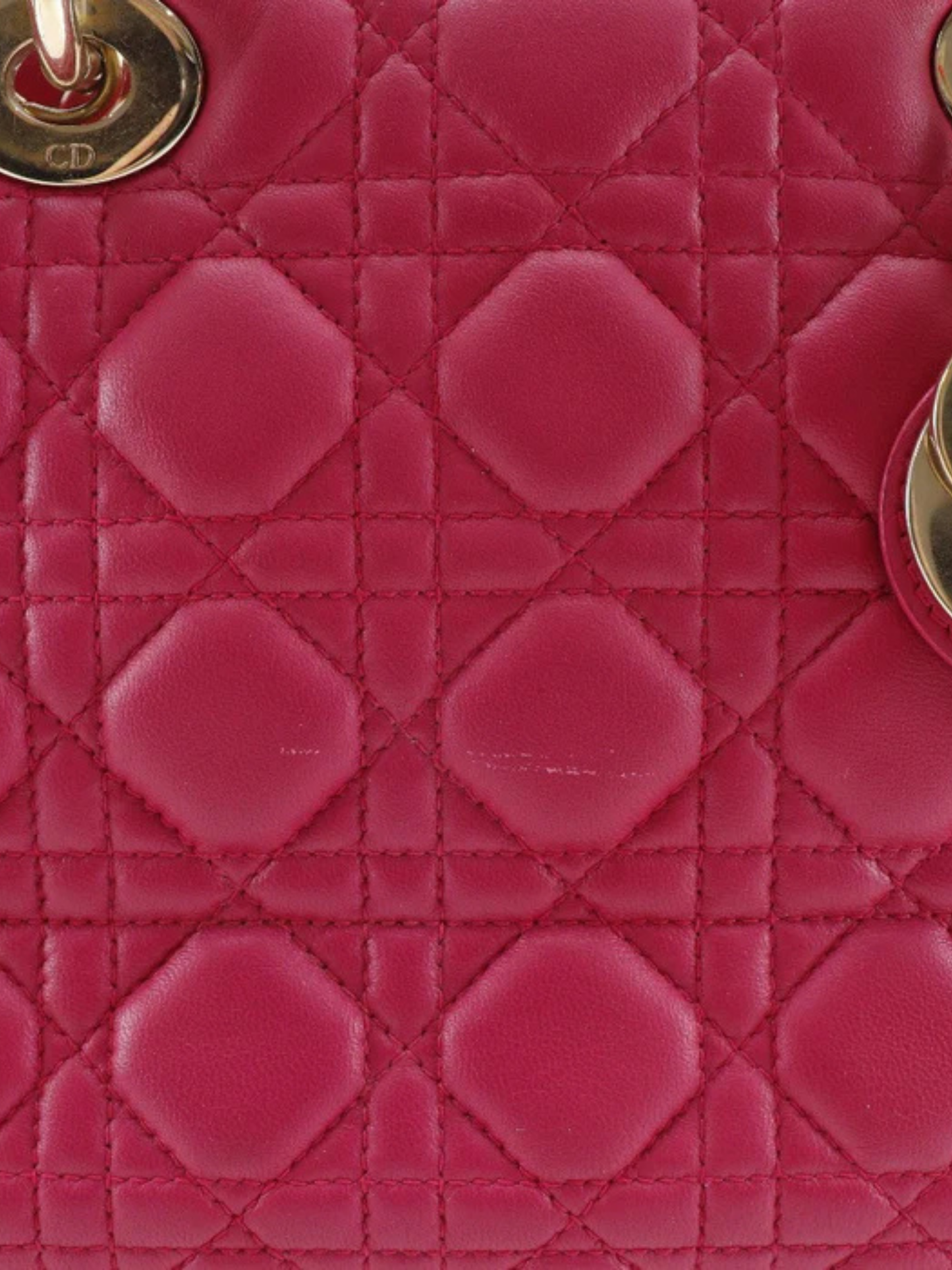 Christian Dior 2010s Raspberry Pink Lambskin Lady Dior Medium Bag