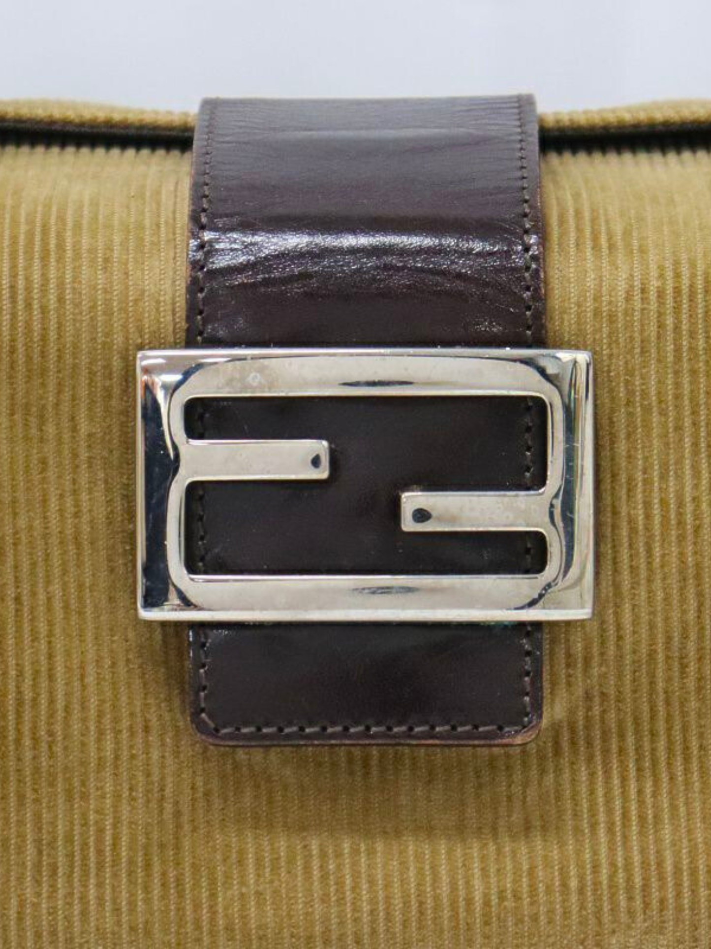 Fendi 1990s Brown Logo Corduroy Handbag