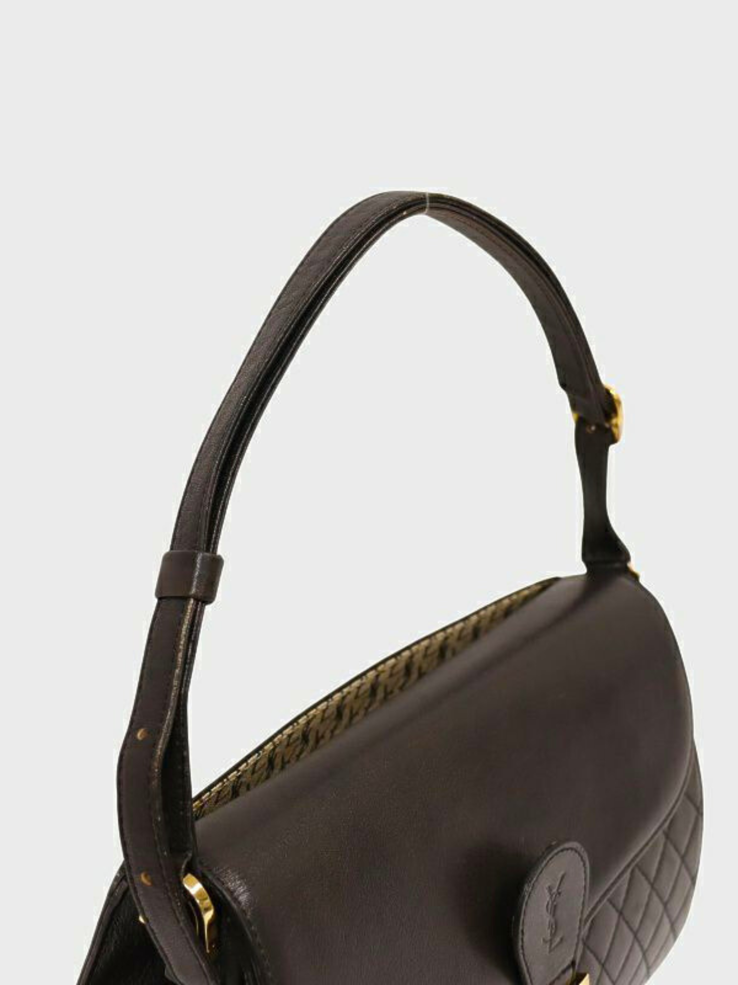 Yves Saint Laurent 2000s Black Matelassé Leather Shoulder Bag