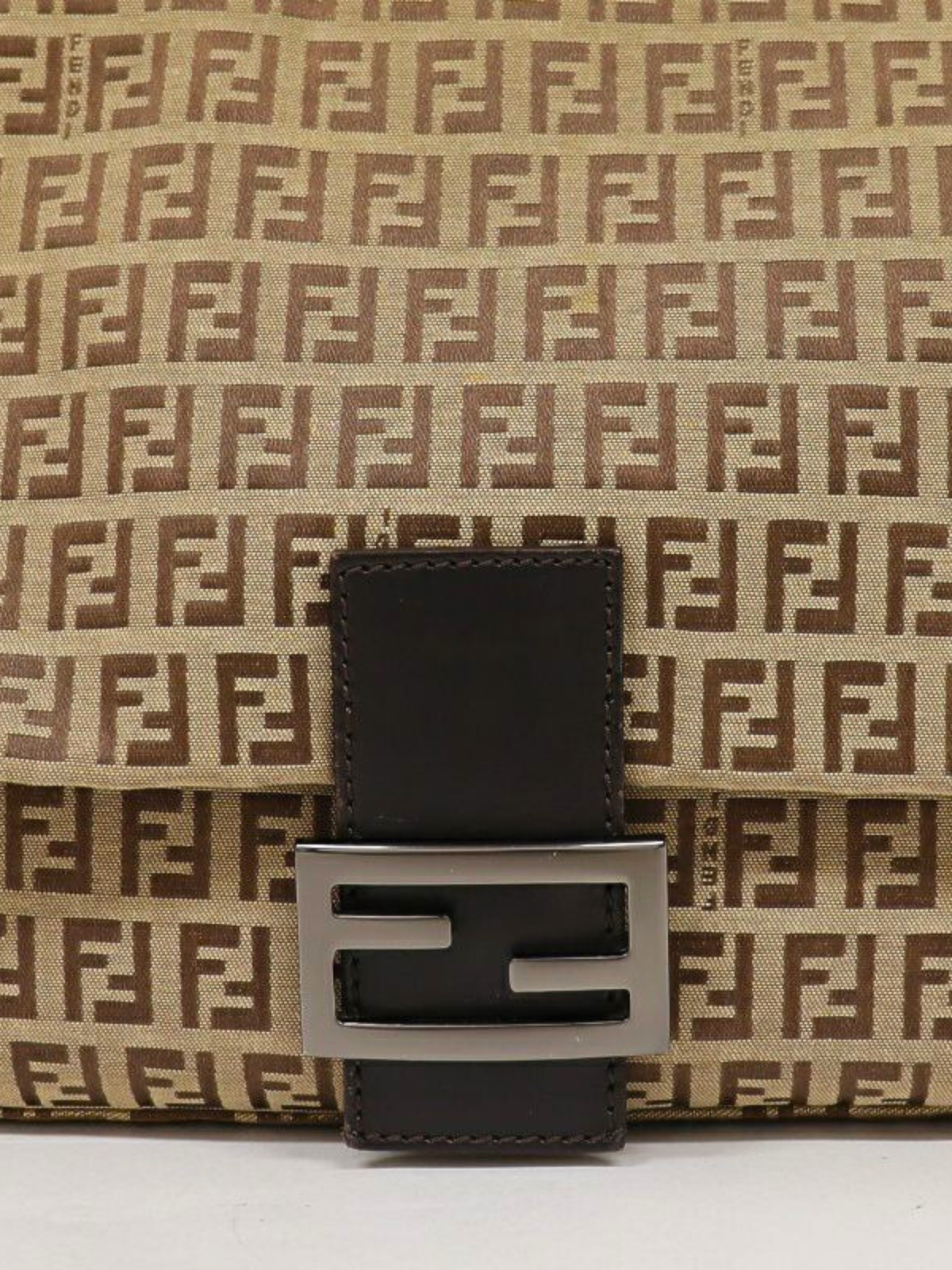 Fendi 2000s Beige Zucca Canvas Mamma Baguette Bag