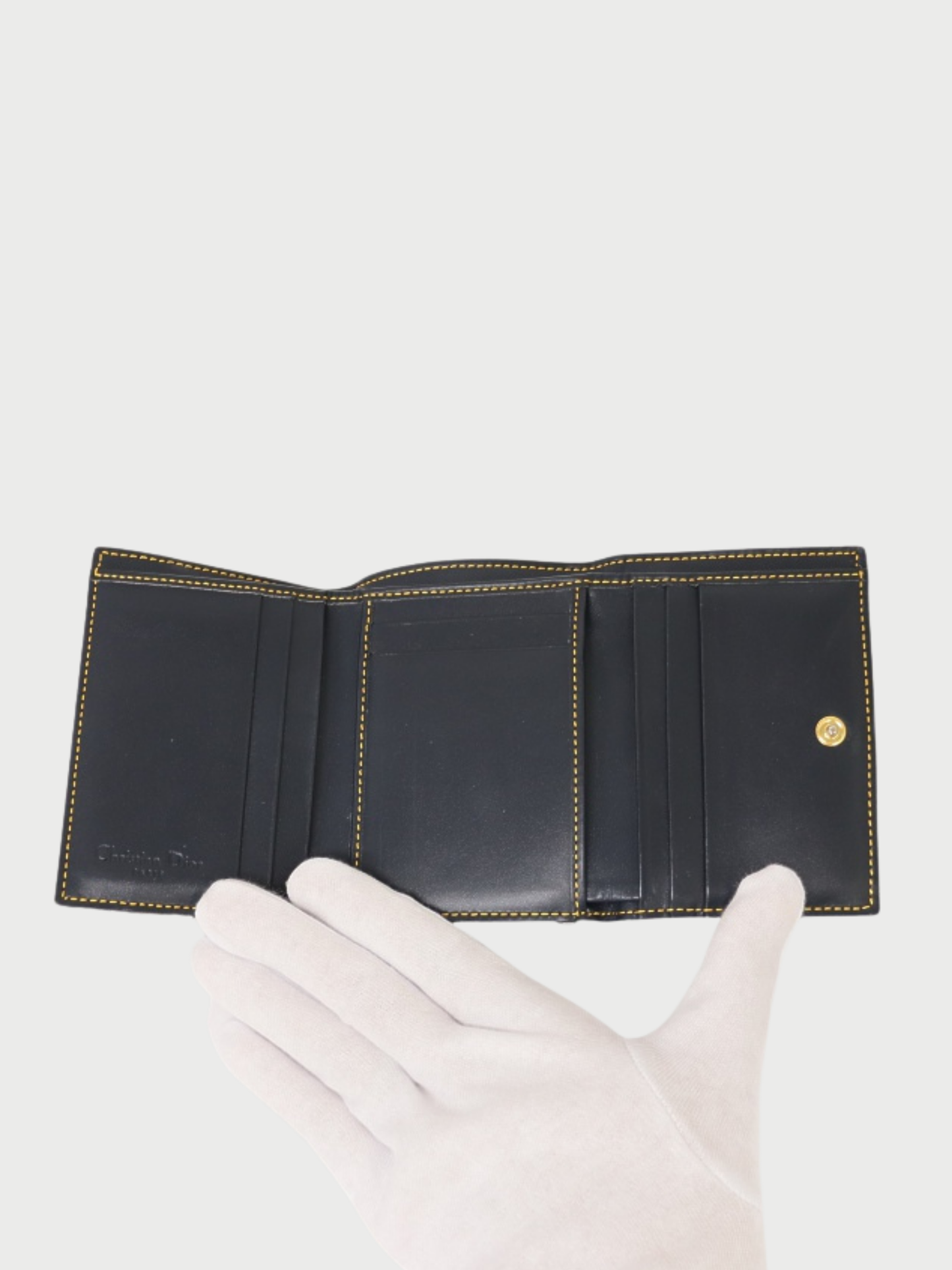 Christian Dior 2000s Navy Trotter Canvas Saddle Wallet