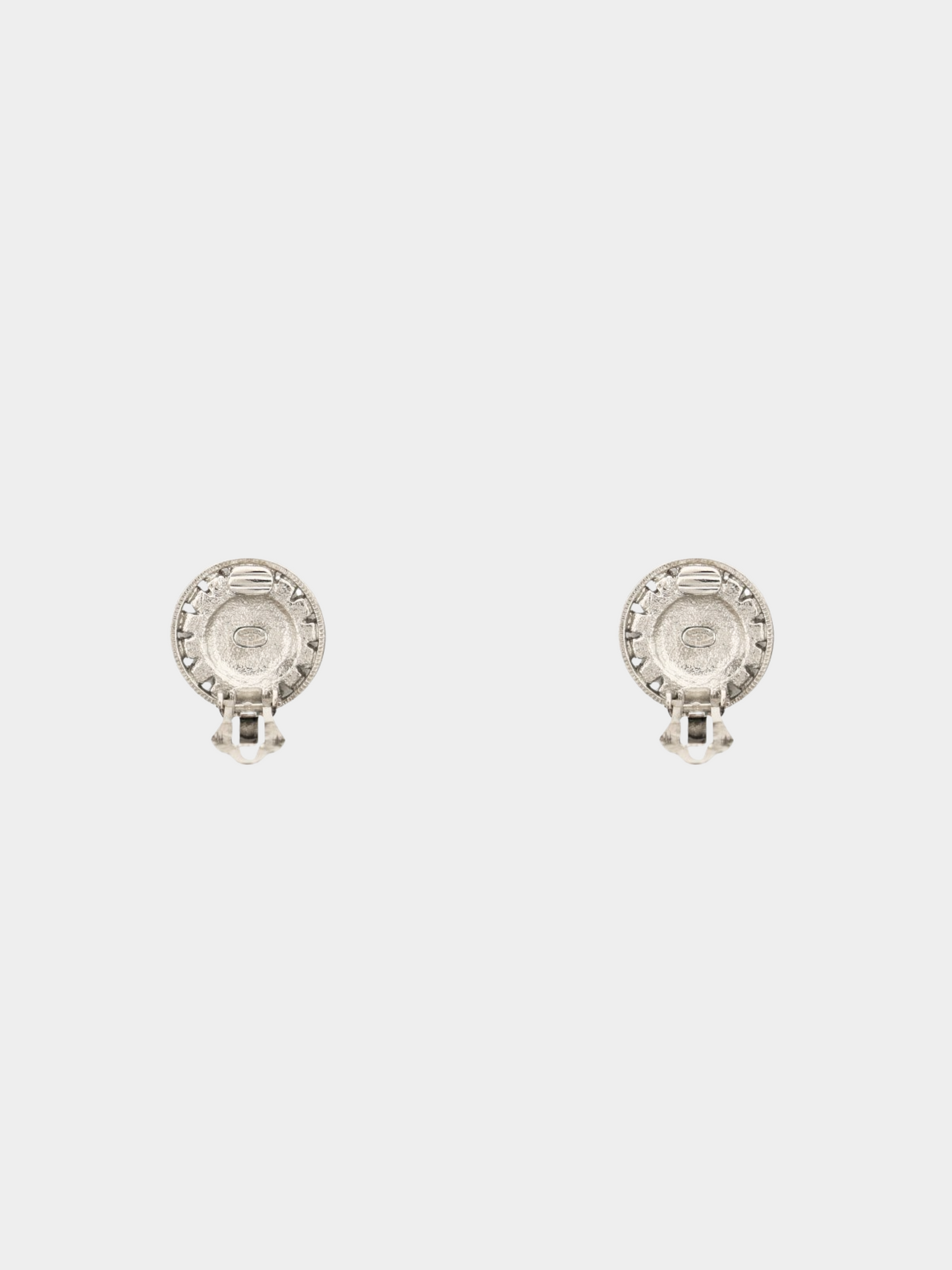Chanel 2000s Silver CC Round Clip-on Earrings