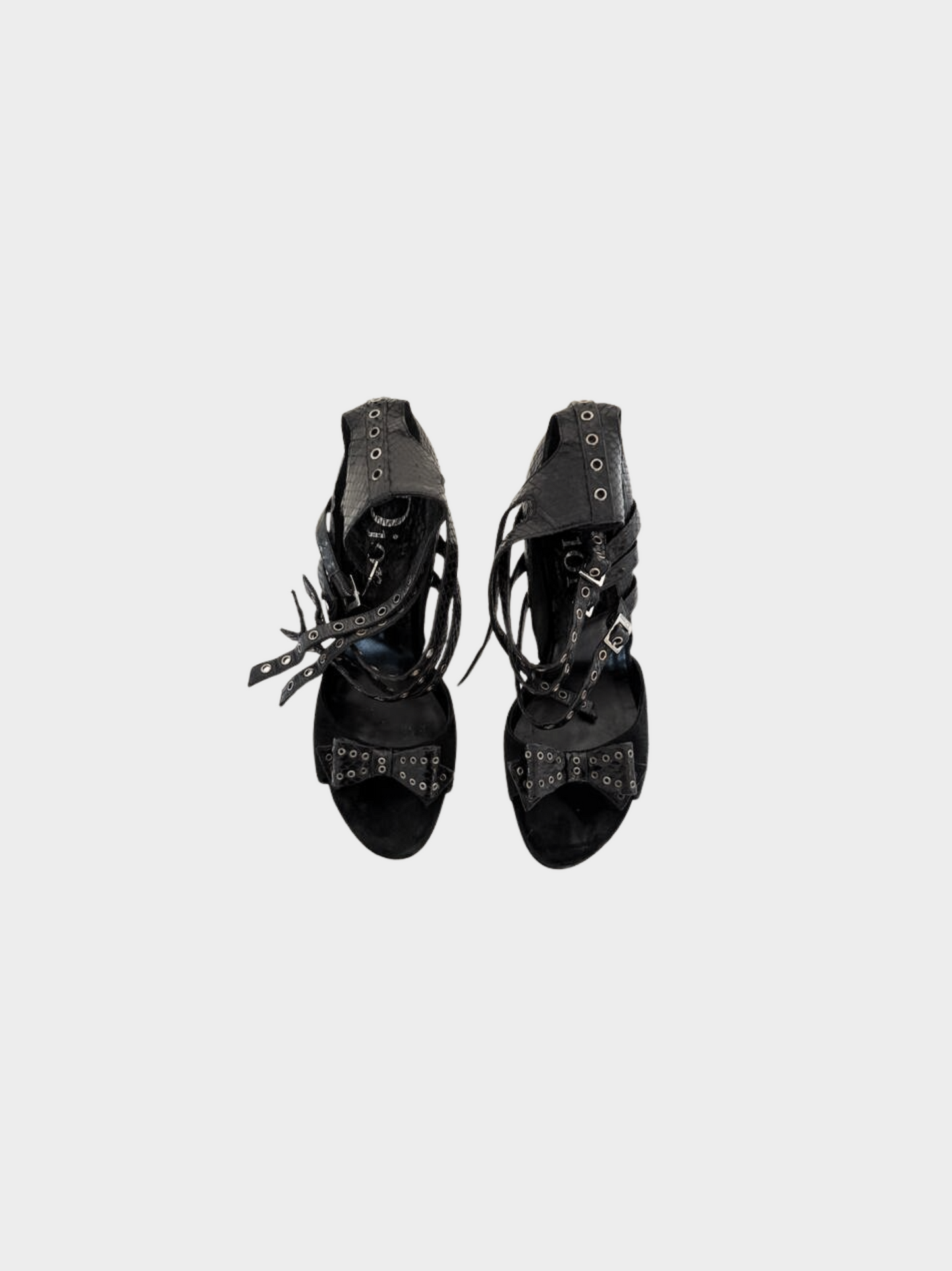 Christian Dior by John Galliano 2003 Black Suede Snakeskin Heels