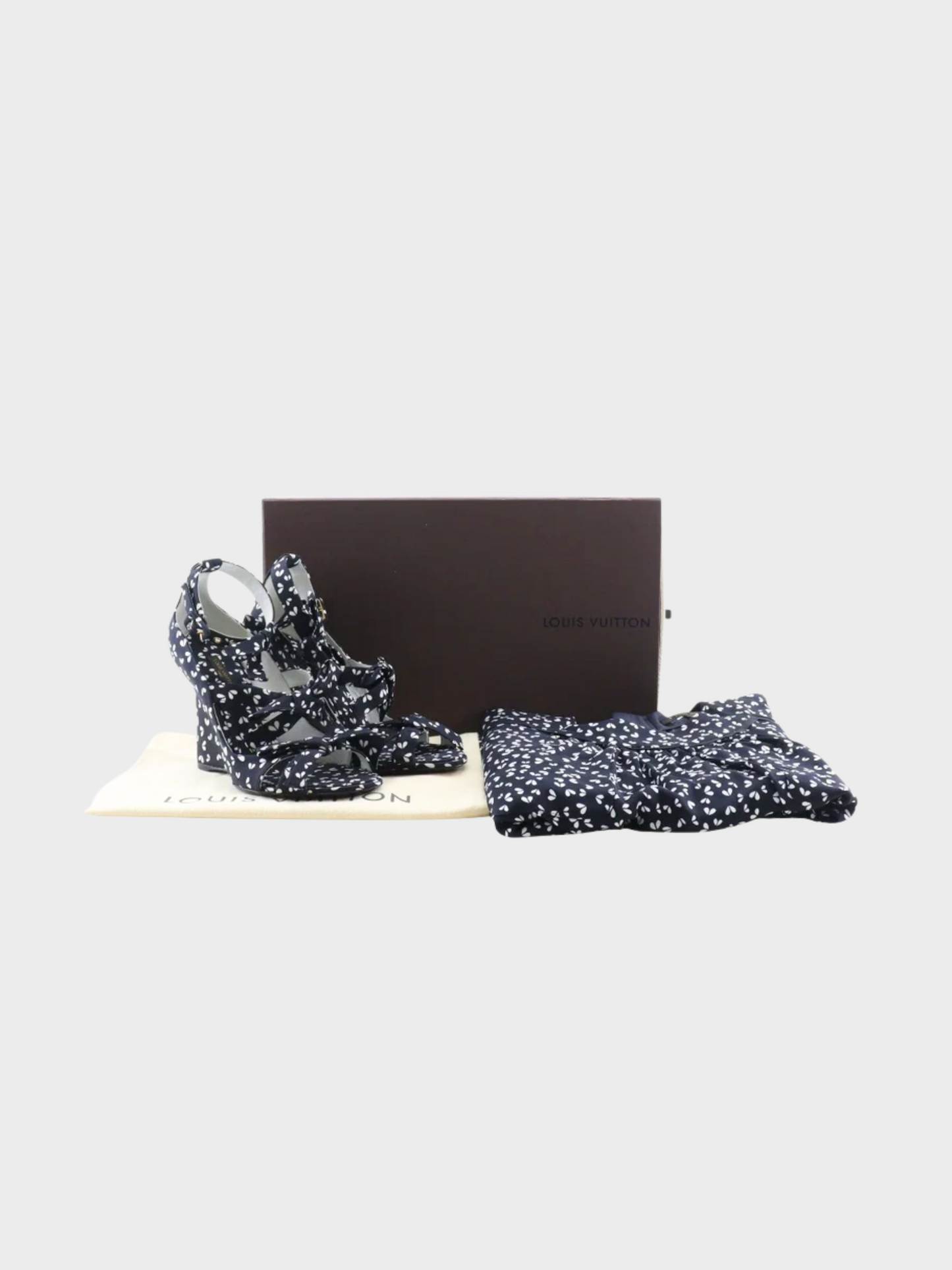Louis Vuitton 2010s Black Silk Midi Dress and Sandals Set
