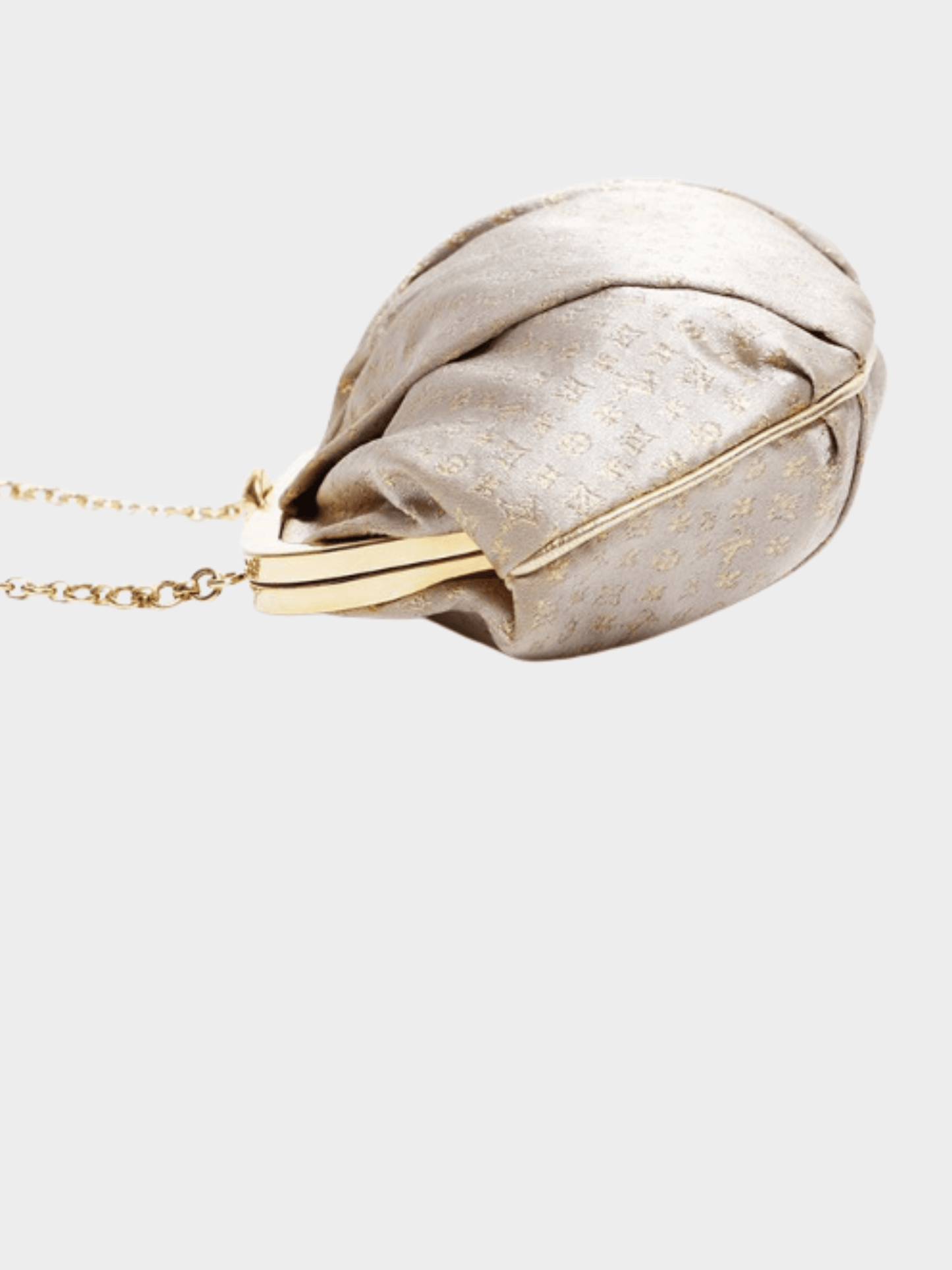 Louis Vuitton 2006 Limited Edition Silver Monogram Satin Aumoniere Evening Bag