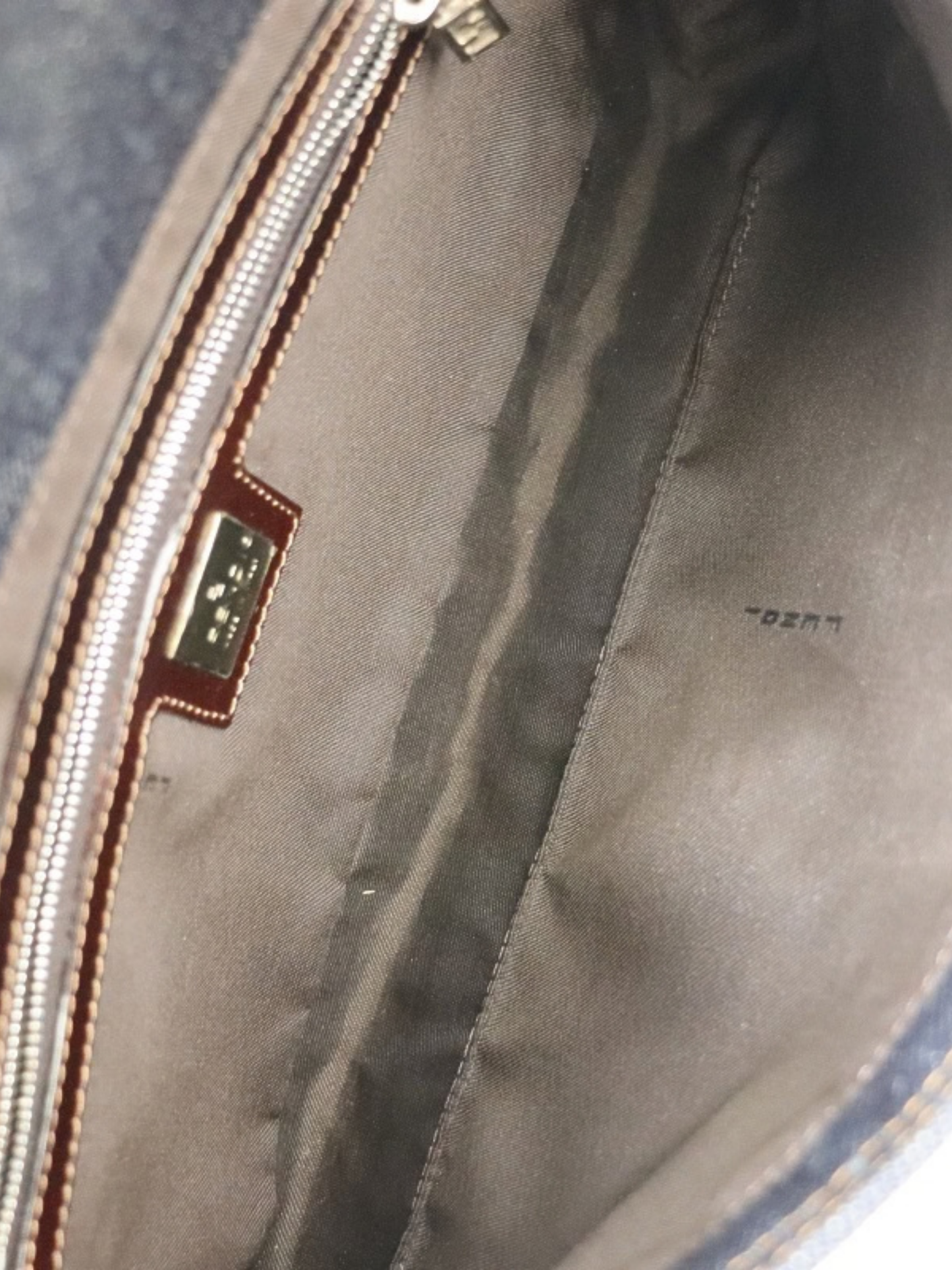 Fendi 2000s Navy Denim Baguette Shoulder Bag