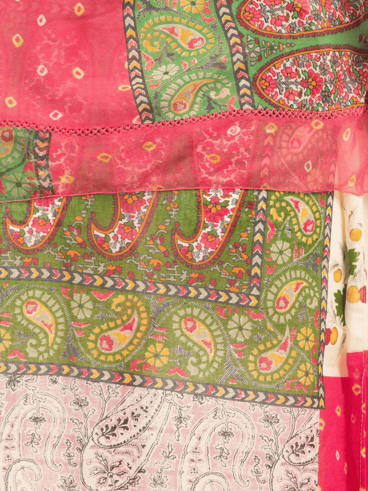 Christian Dior by John Galliano SS 2004 Pink and Green Silk and Cotton Paisley Skirt set