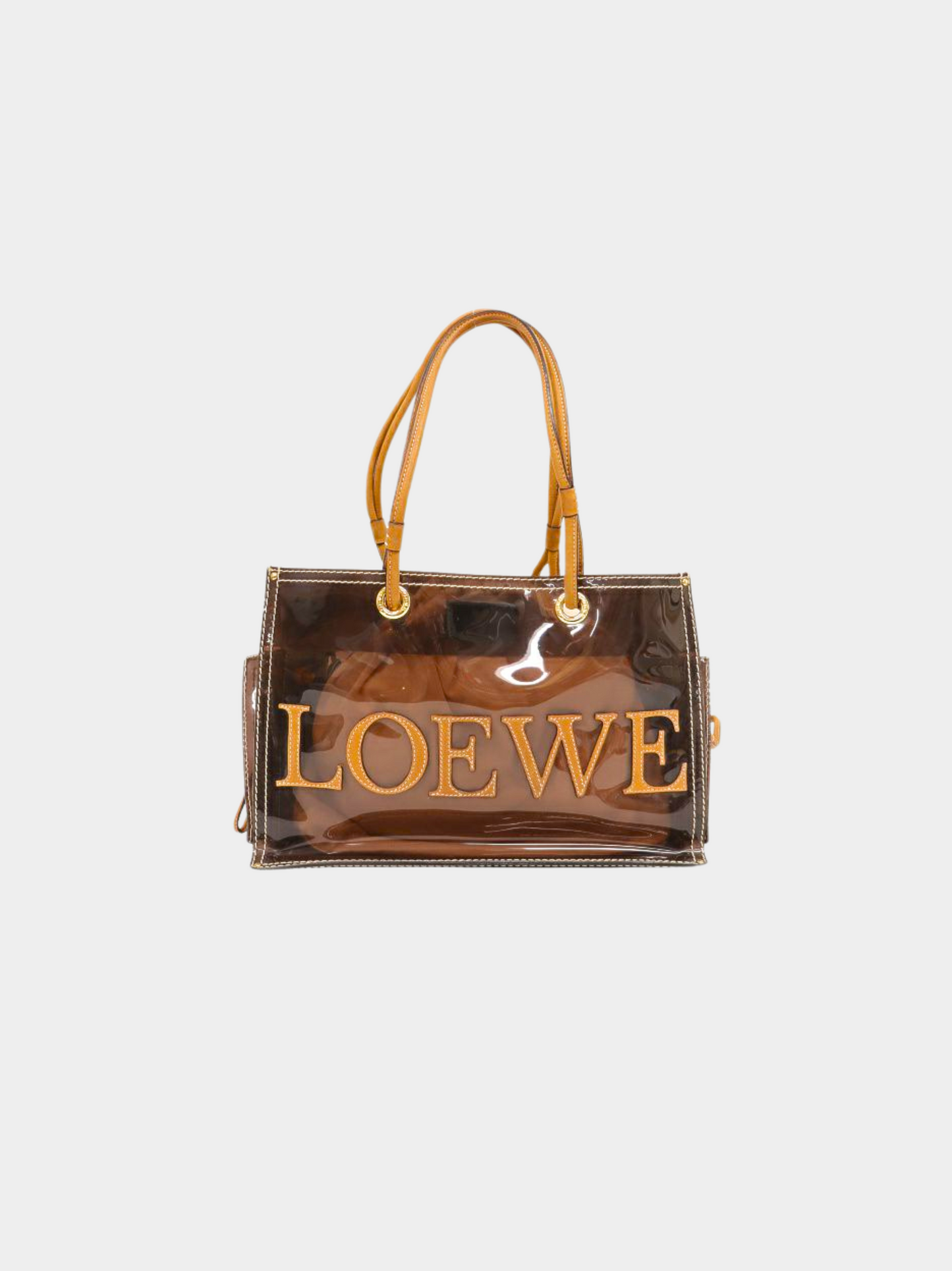 Loewe 2010s Brown Transparent Vinyl Anagram Shoulder Bag