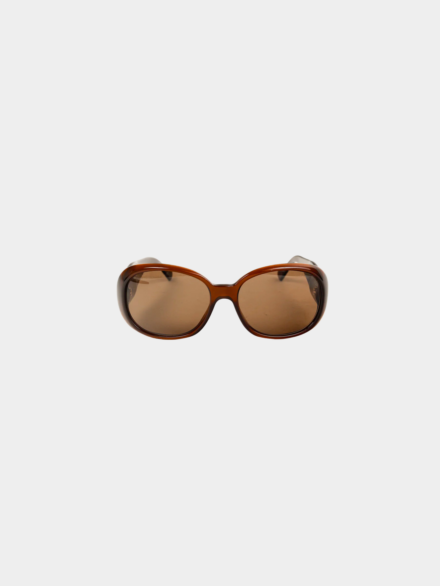 Chanel 2000s Brown Tortoiseshell Camellia Sunglasses