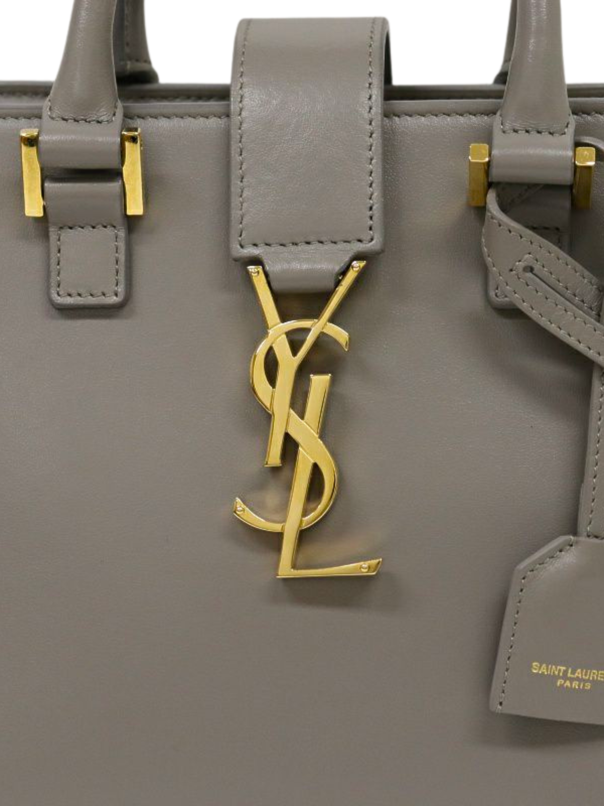 Yves Saint Laurent 2010s Gray Leather Baby Cabas Bag