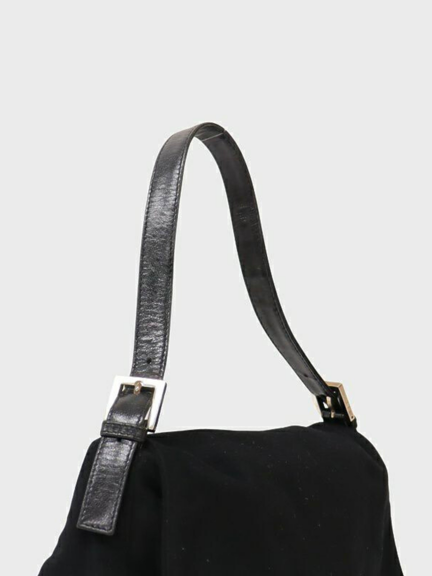 Fendi 1990s Black Wool and Leather Mamma Baguette