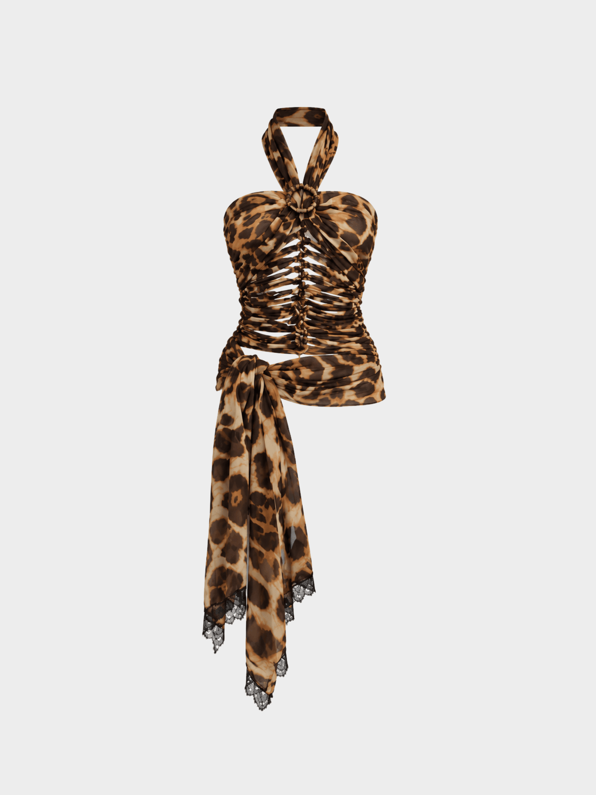 Gianfranco Ferre 2000s Brown Cheetah Cut Out Halter Bustier